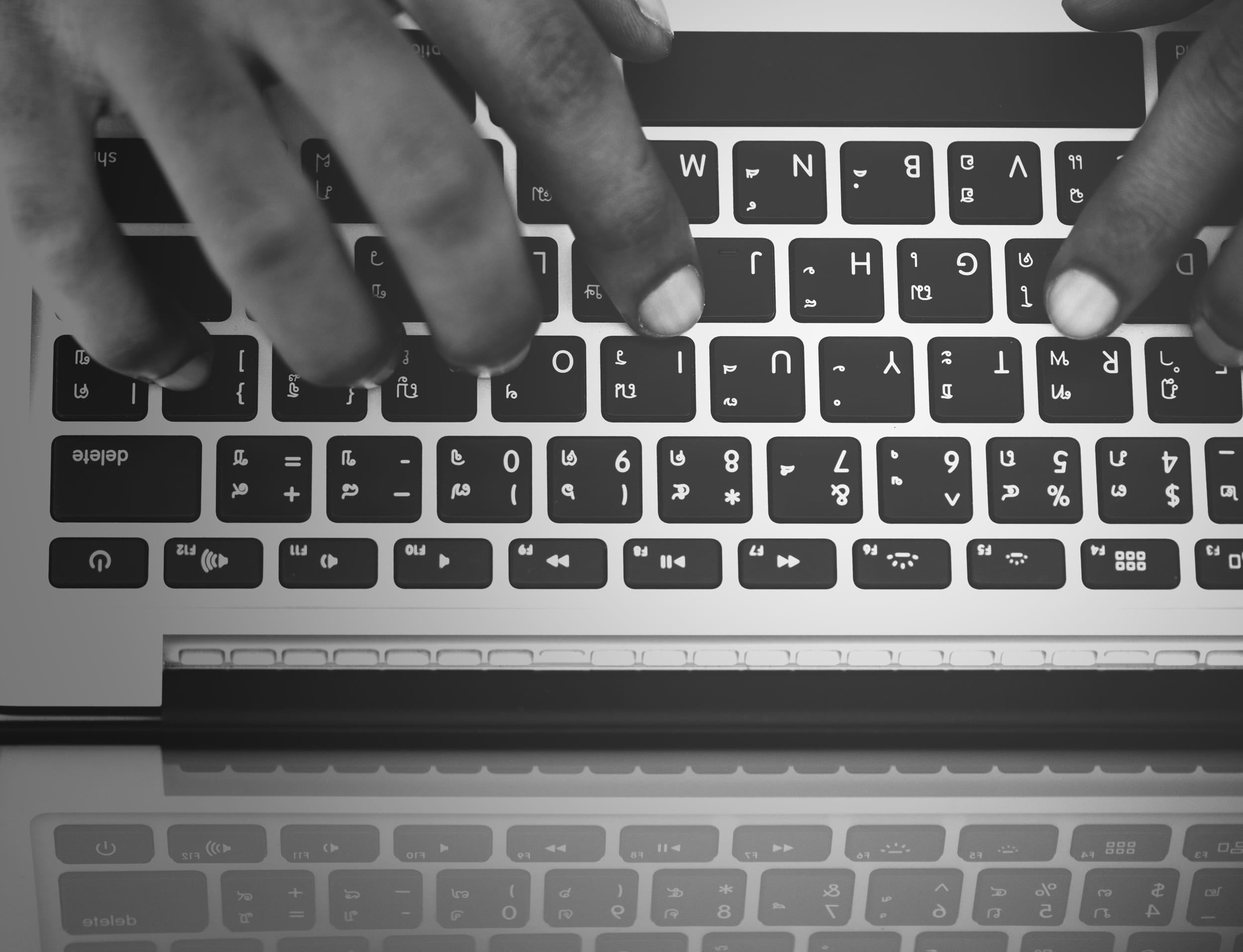 laptop, online, real people, finger, gray scale, wireless technology, indoors, africa, nigerian, computer key, keyboard, computer equipment, american, innovation, HD Wallpaper