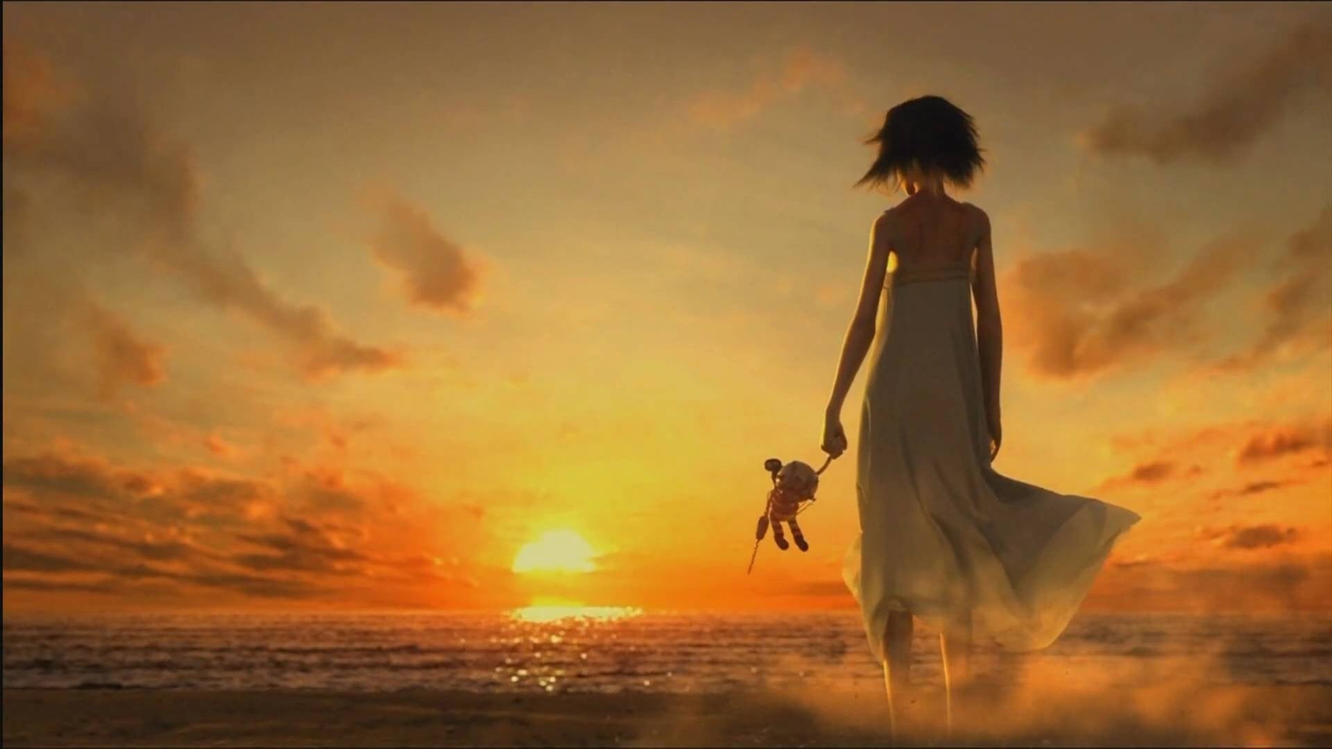 s, young women, land, sky, 1080P, water, beauty in nature, sea, sundress, video games, women, scenics - nature, one person, cloud - sky, beach, full length, HD Wallpaper