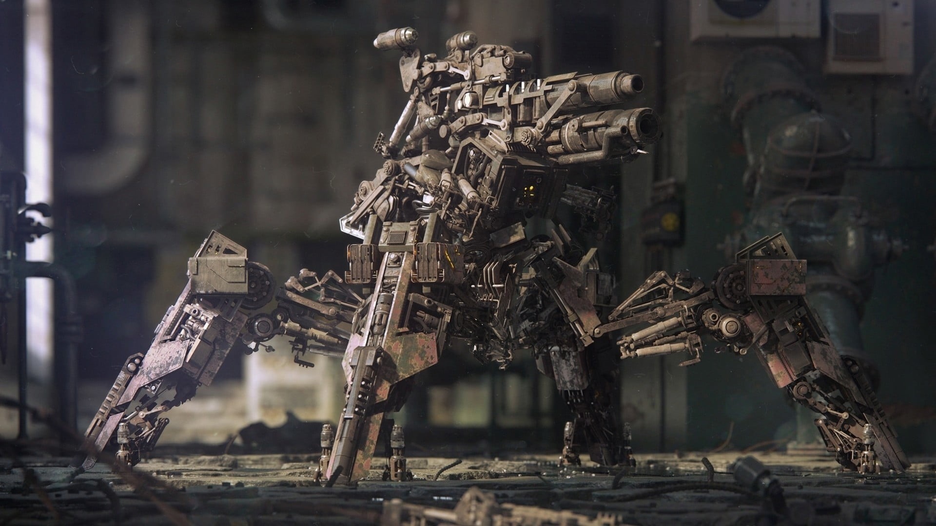 conflict, warning sign, no people, abandoned, digital, 1080P, factory, aggression, concept art, war, built structure, gun, machine, violence, HD Wallpaper