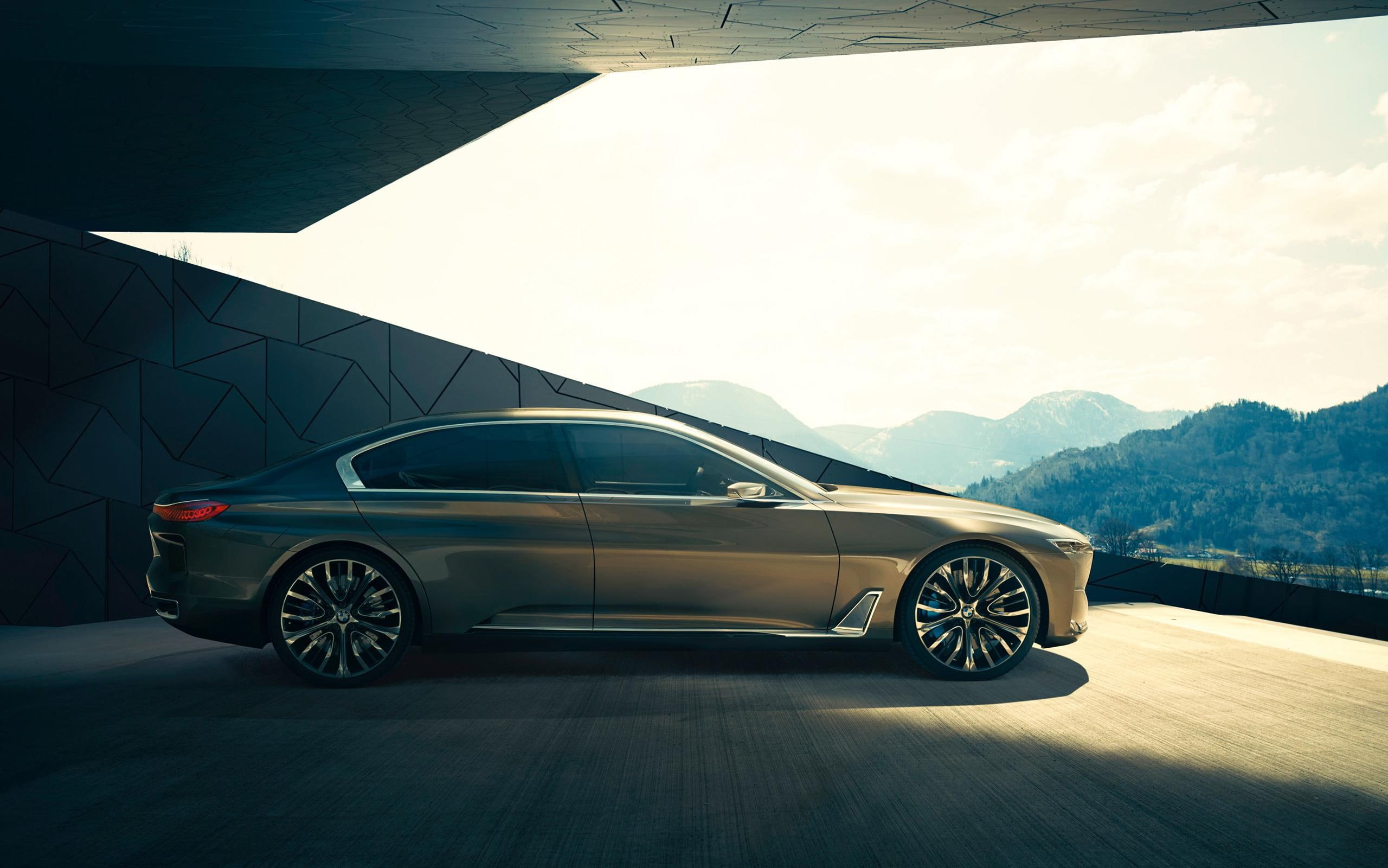 sports, luxury, sedan, future, concept, cars, silver, vision, bmw, 2K, HD Wallpaper