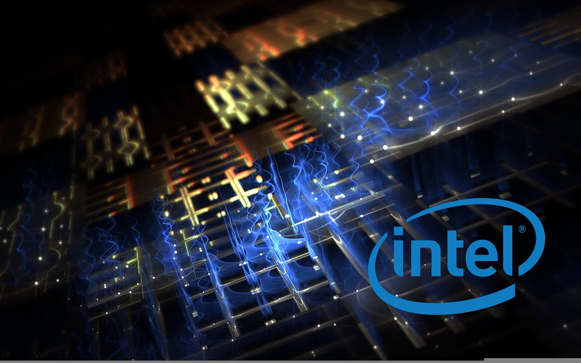 music, processor, illuminated, arts culture and entertainment, nightlife, night, black, logo, blue, selective focus, pattern, Intel, electrical equipment, HD Wallpaper