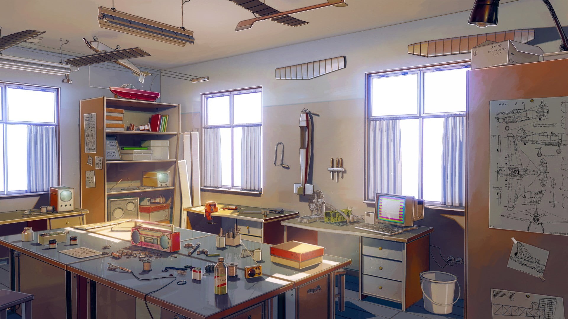 neat, day, furniture, domestic room, island, white, wooden, 1080P, seat, indoors, ceiling, home interior, business, electric lamp, schematic, window, brown, HD Wallpaper