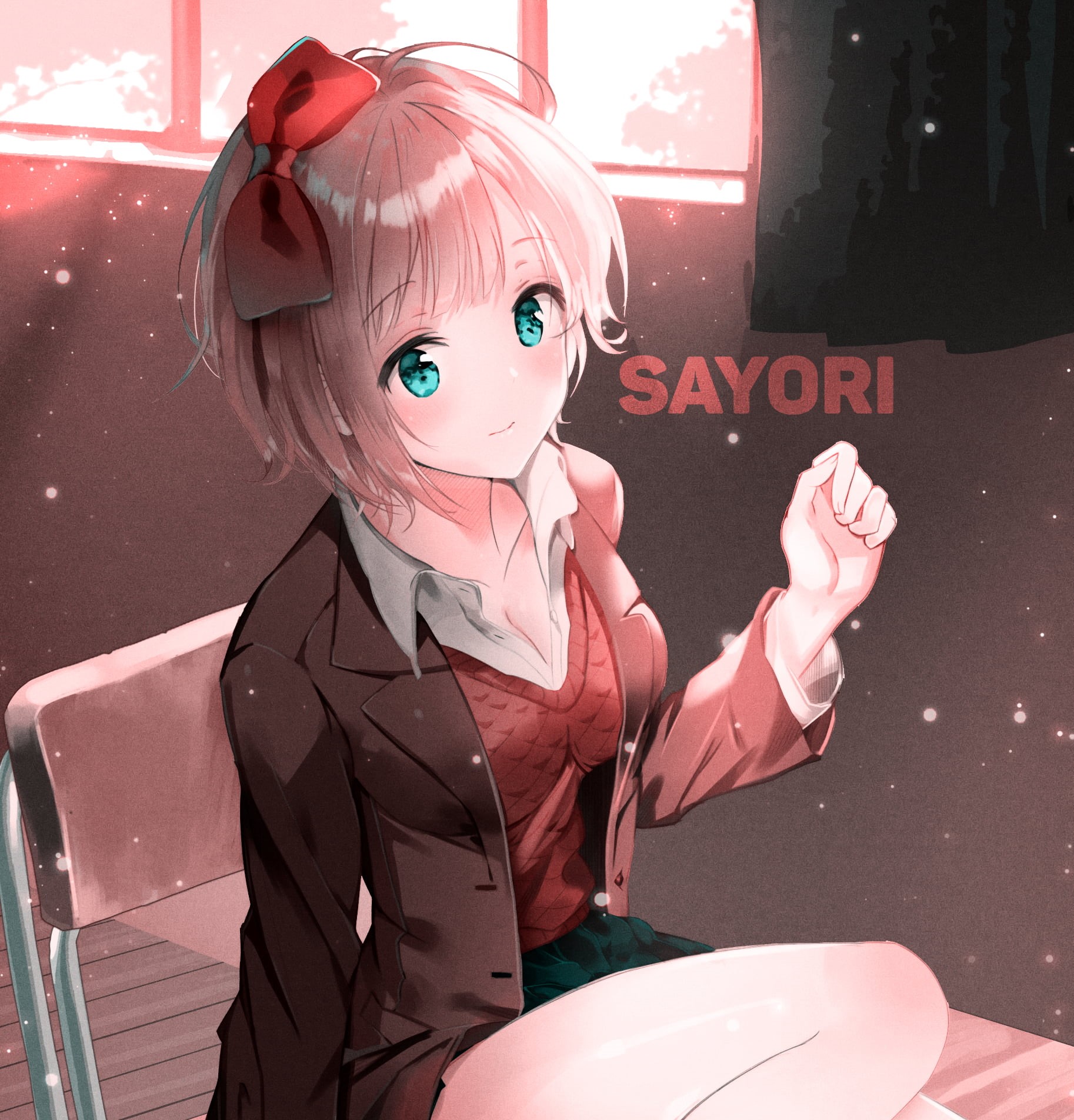 720P, anime girls, Doki Doki Literature Club, DDLC, novel, blue eyes, Sayori (Doki Doki Literature Club), visual novel, Phone HD Wallpaper