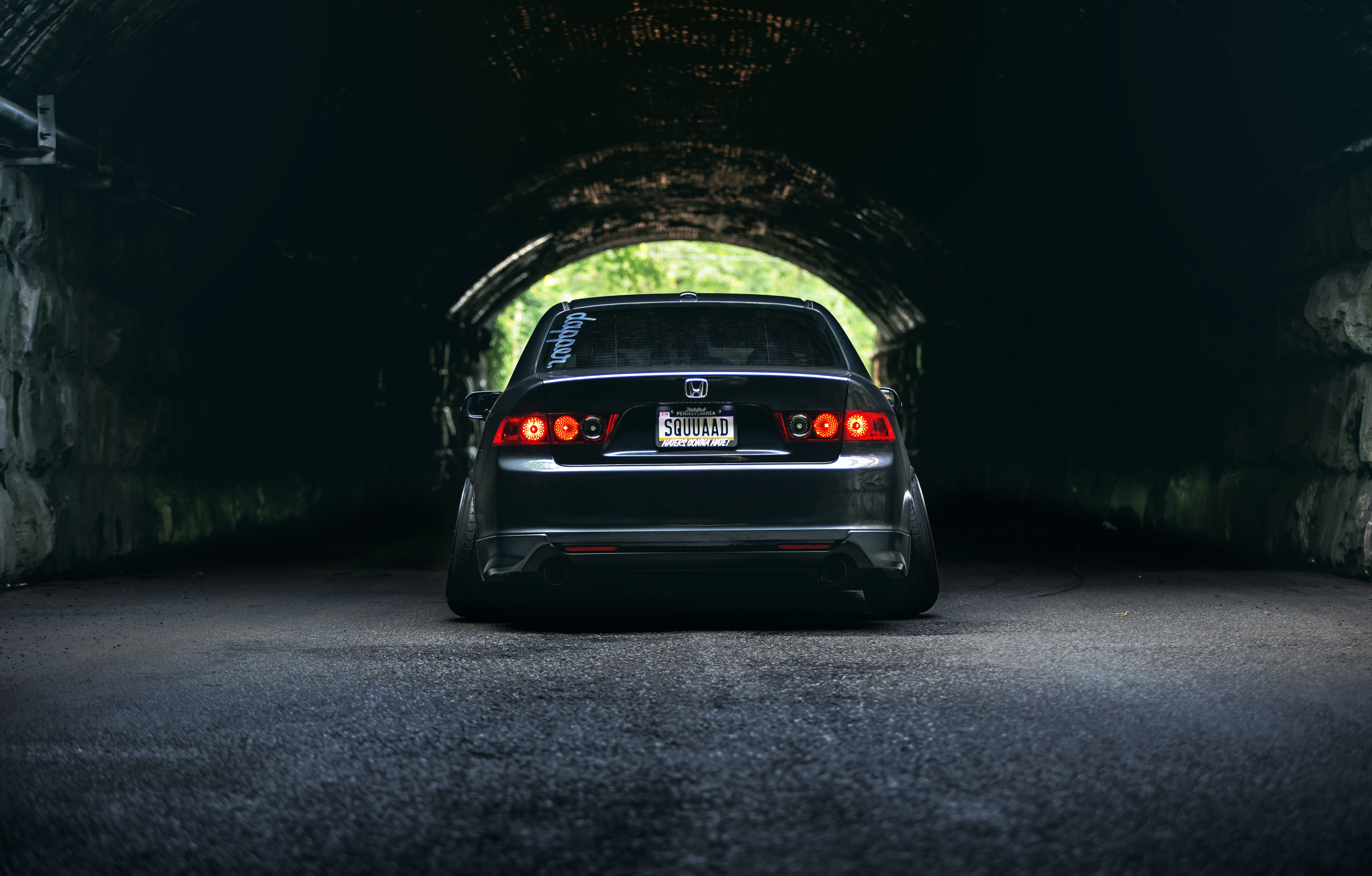 direction, arch, day, light at the end of the tunnel, Honda, no people, built structure, street, travel, car, city, accord, black, the way forward, 5K, HD Wallpaper