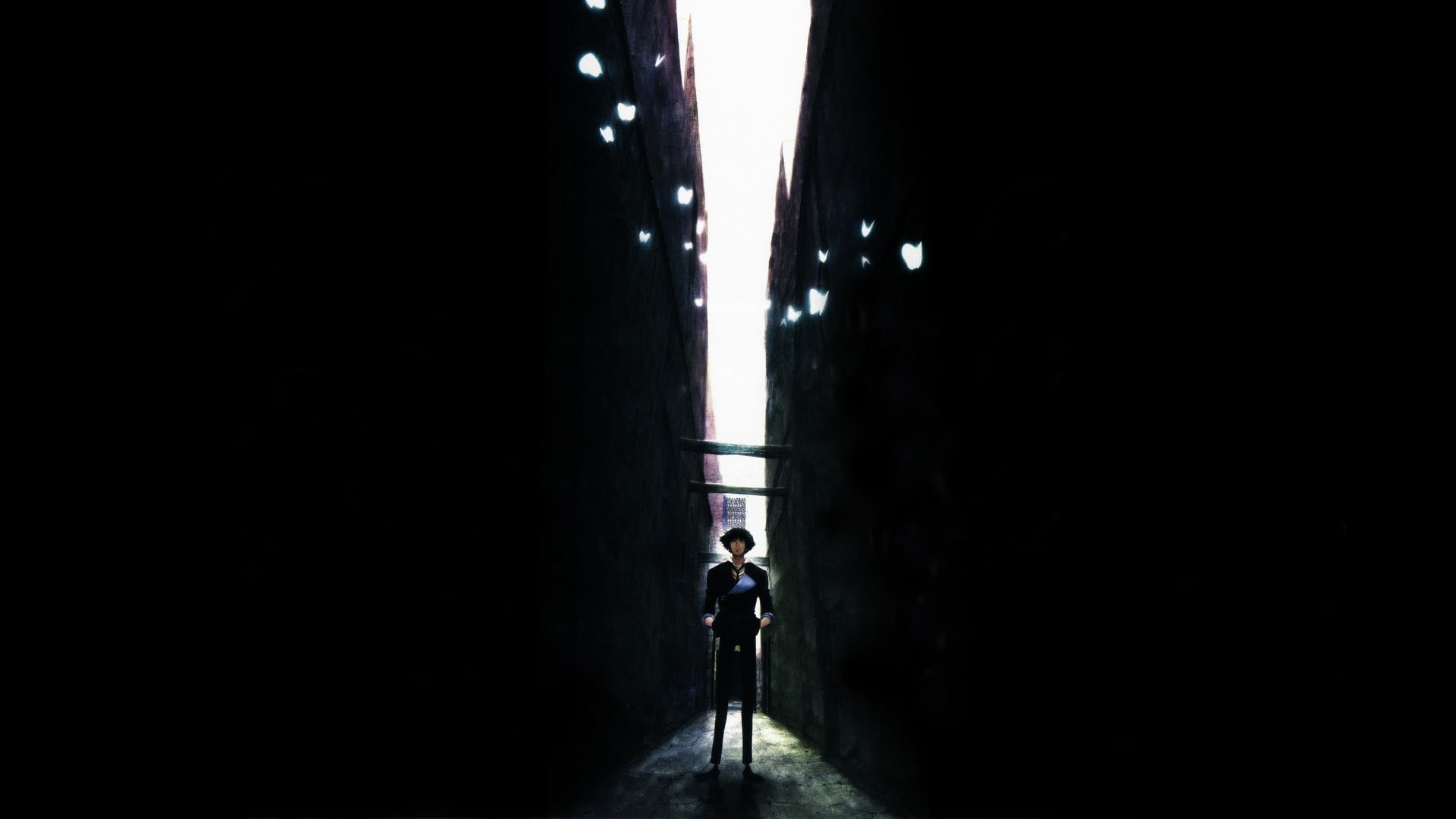 transportation, wall, silhouette, street, light at the end of the tunnel, indoors, the way forward, 1080P, Cowboy Bebop, men, city, adult, dark, copy space, HD Wallpaper