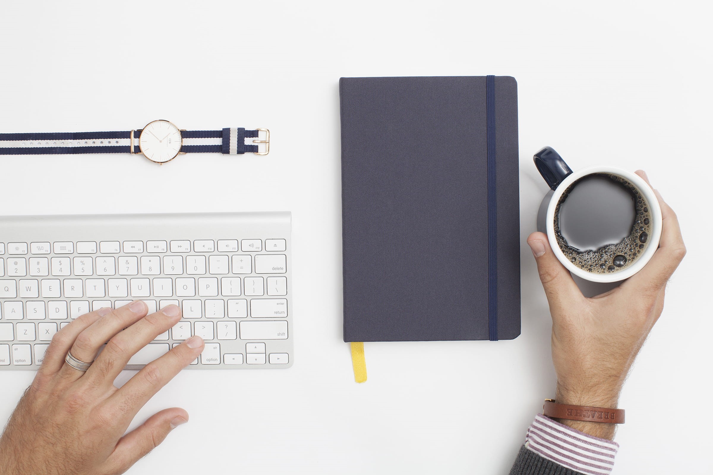 laptop, desktop pc, human Hand, left, right, liquid, directly above, hand, technology, watch, notebook, internet, 1080P, connection, filled, business, HD Wallpaper