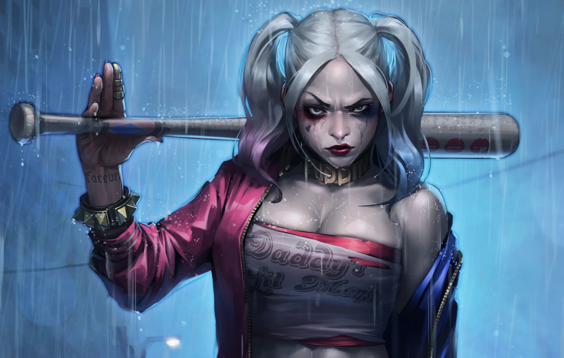 jeehyung, JeeHyung lee, art, Harley Quinn, 1080P, fragment, bit, HD Wallpaper