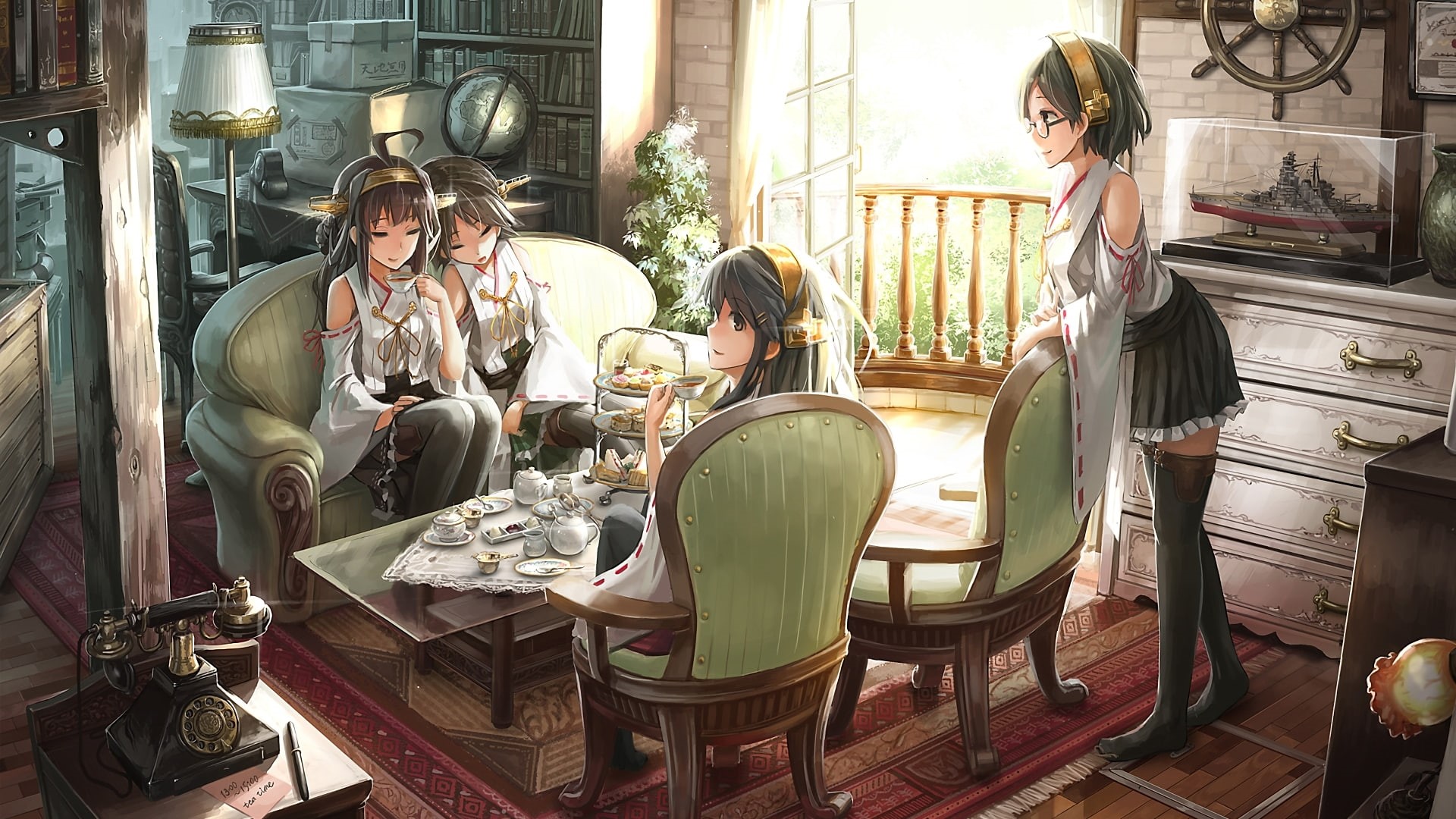 real people, 1080P, group of people, Kantai Collection, food and drink, young adult, table, Kongou (KanColle), Shimakaze (Kancolle), standing, Haruna (KanColle), HD Wallpaper