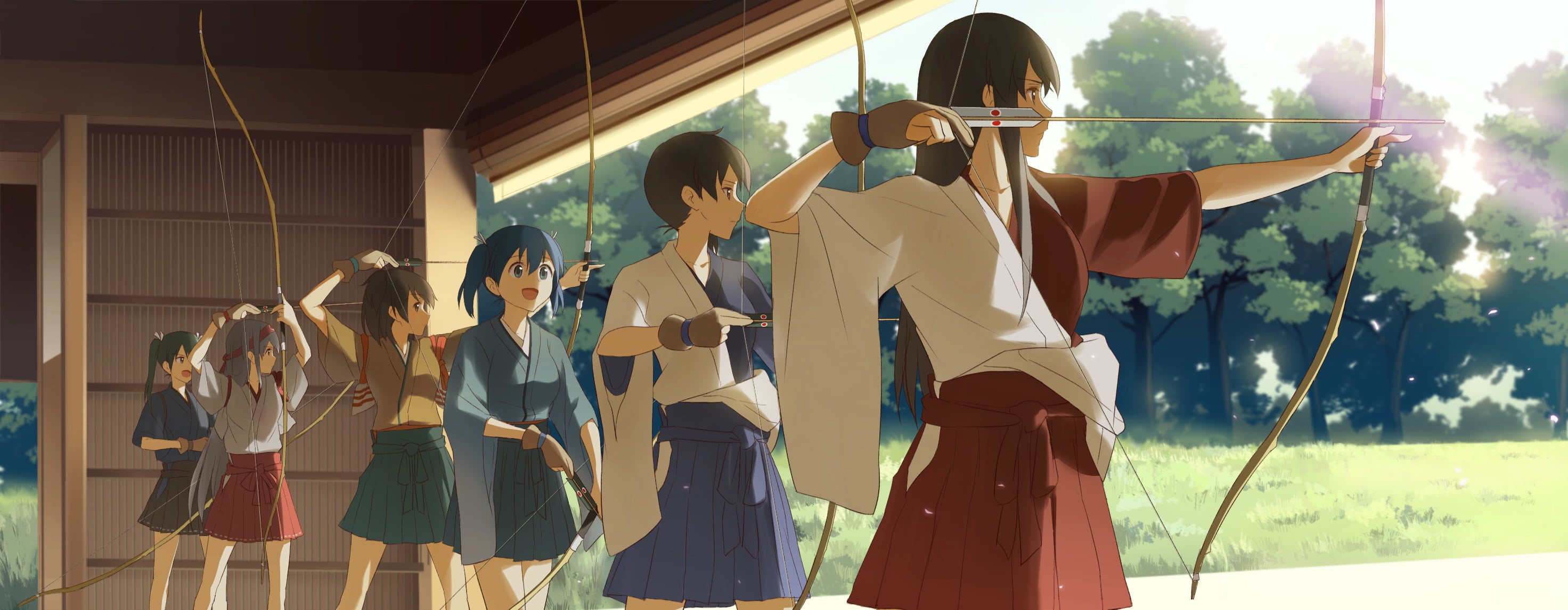 adult, Shoukaku (KanColle), standing, Kaga (KanColle), nature, Kantai Collection, Zuikaku (KanColle), group of people, arts culture and entertainment, clothing, HD Wallpaper