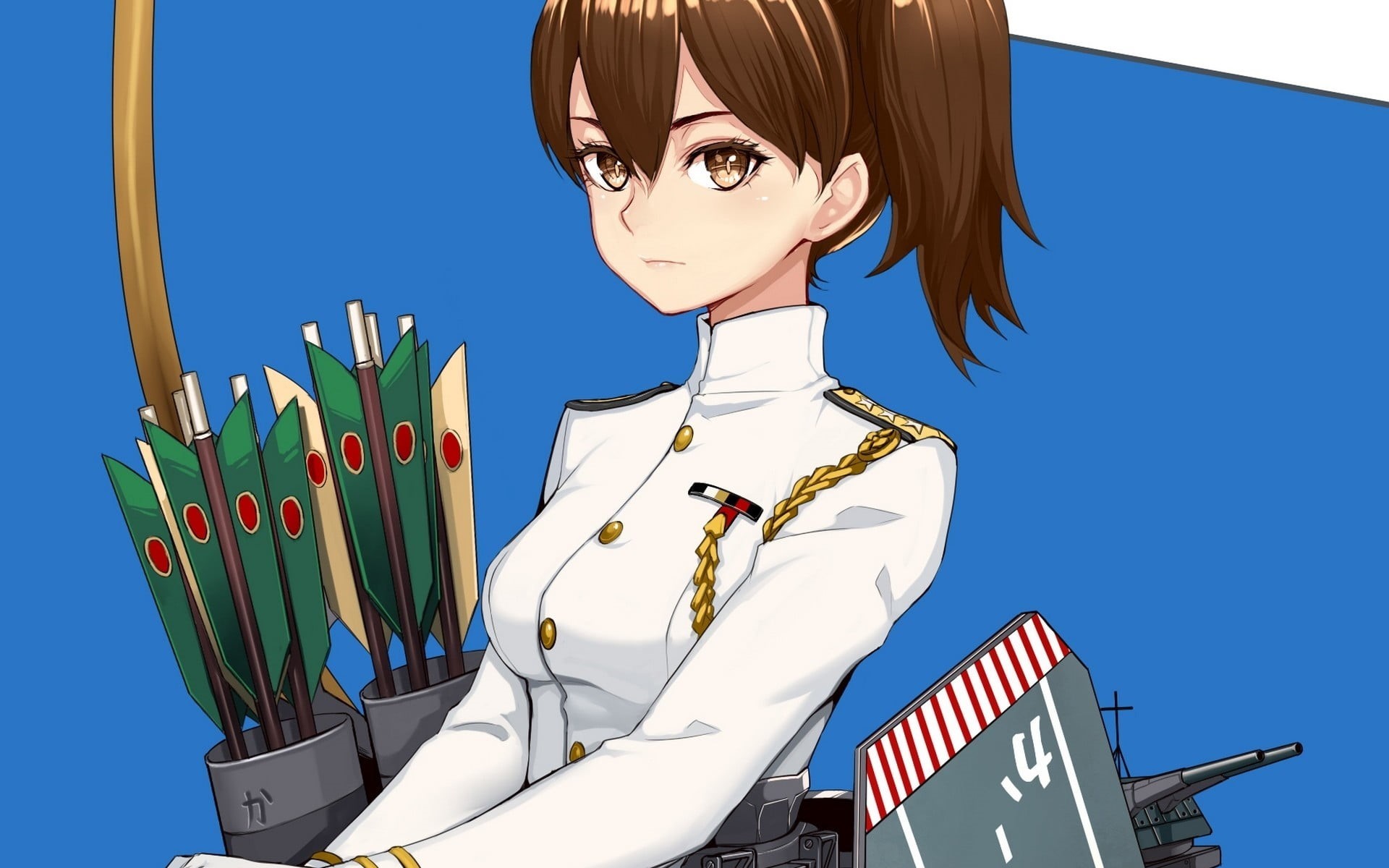 arrows, standing, anime, art and craft, day, holding, male likeness, Kantai Collection, nature, outdoors, one person, blue, anime girls, low angle view, HD Wallpaper