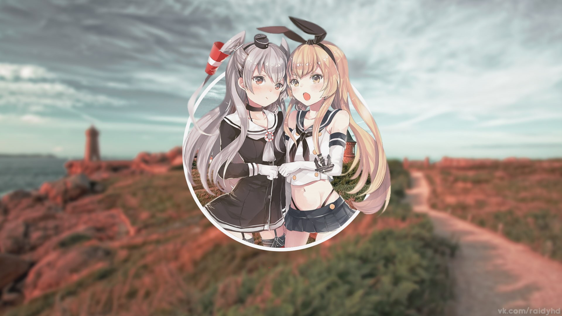 1080P, Amatsukaze (Kancolle), anime, Kantai Collection, picture-in-picture, anime girls, Shimakaze (Kancolle), HD Wallpaper