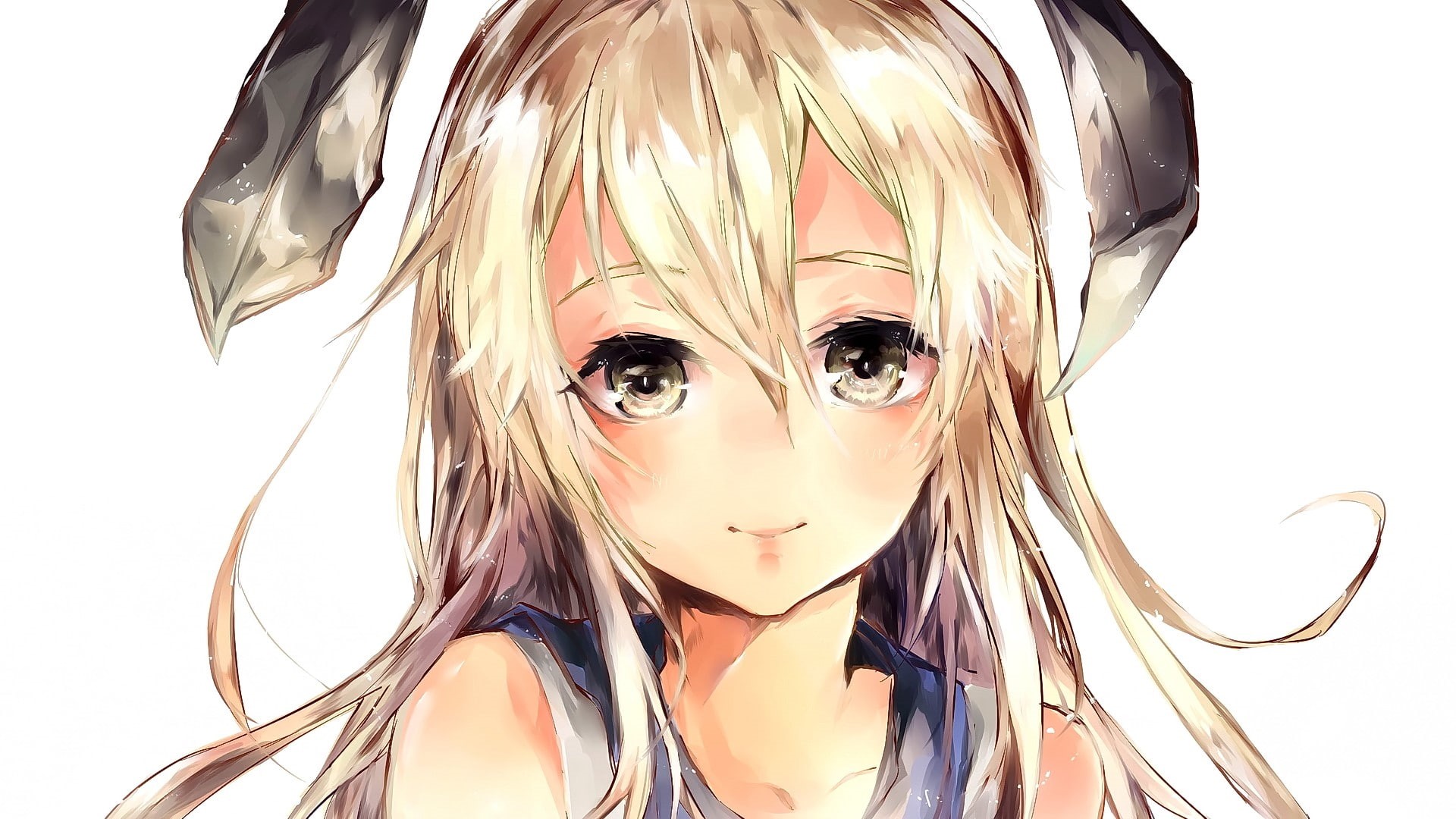 looking at viewer, long hair, 1080P, Shimakaze (Kancolle), Kantai Collection, smiling, anime girls, blonde, anime, HD Wallpaper