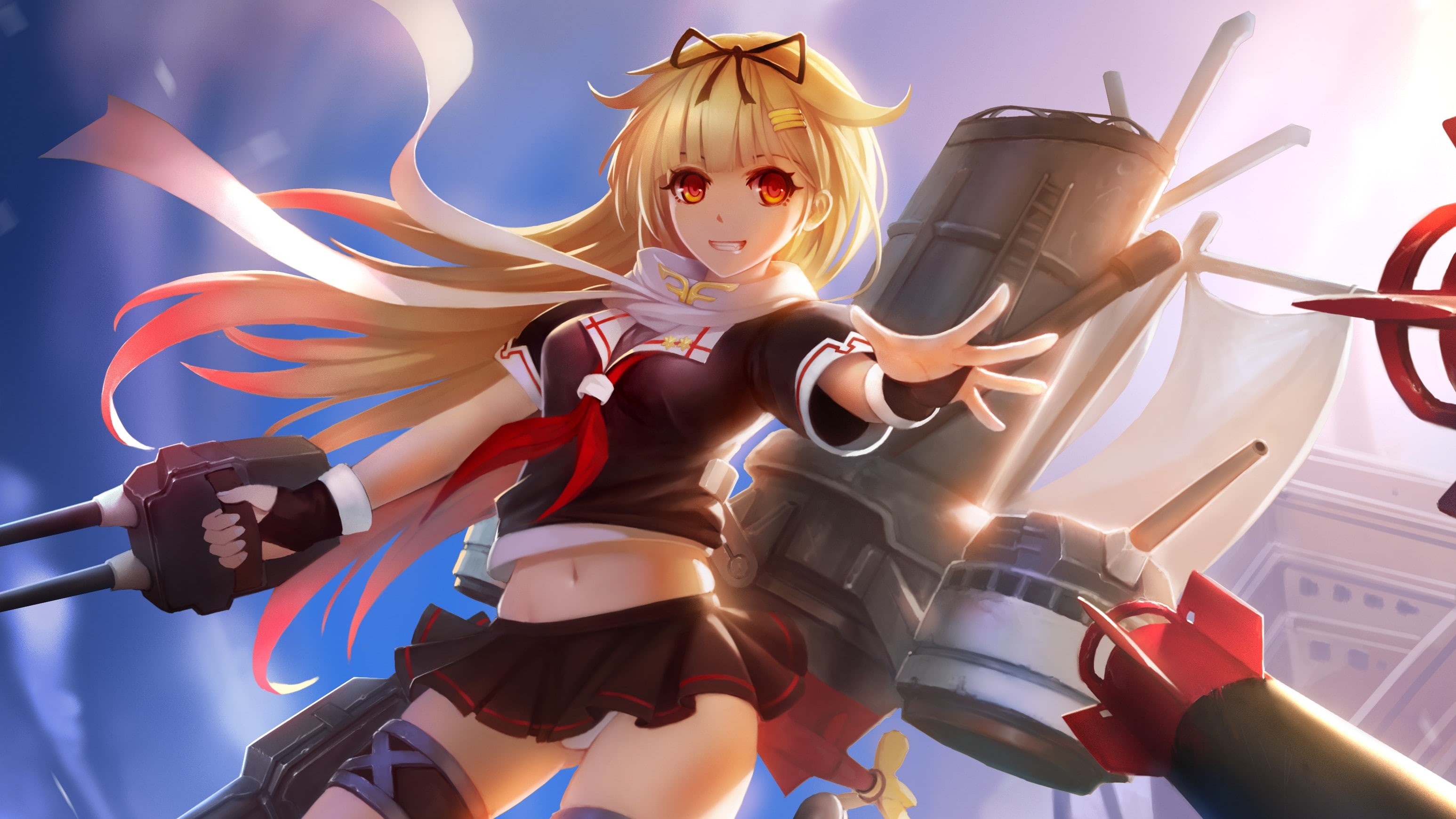 red, front view, representation, waist up, day, low angle view, toy, sunlight, nature, human representation, Yuudachi (KanColle), close-up, people, multi colored, HD Wallpaper