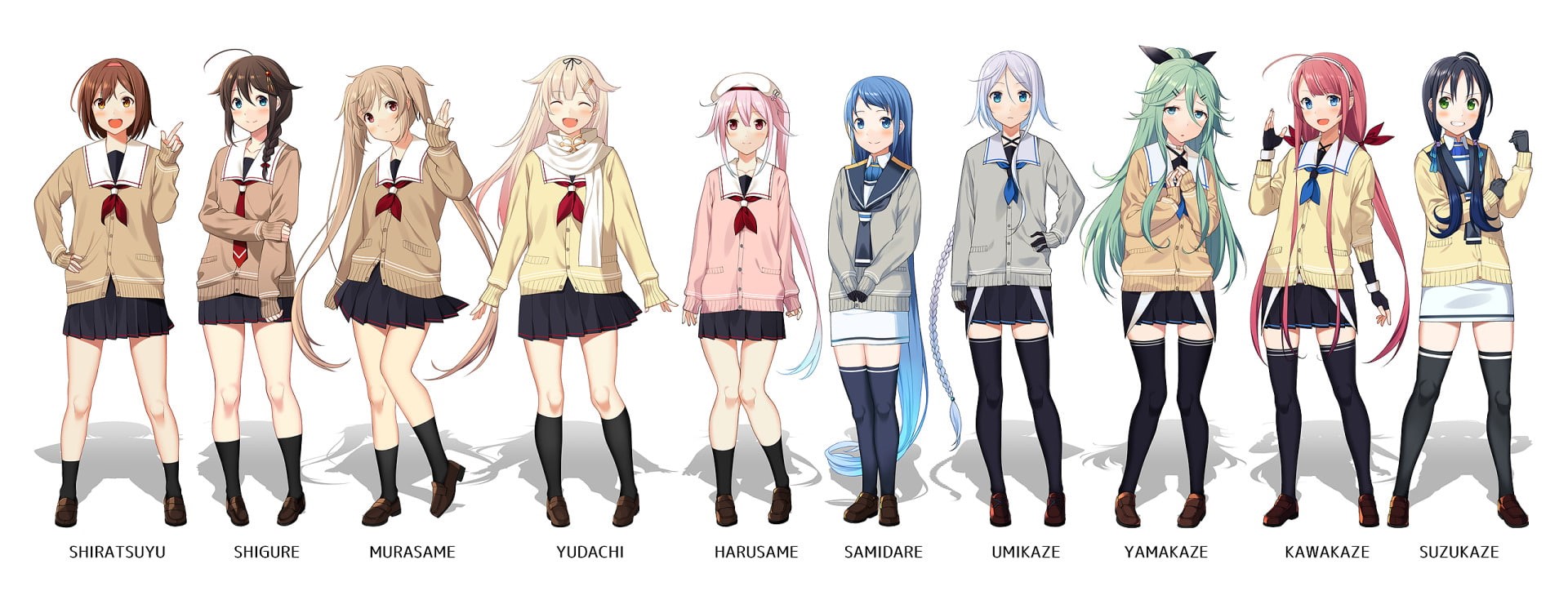 1080P, Shigure (Kancolle), Yamakaze (Kancolle), Murasame (Kancolle), Harusame (Kancolle), Umikaze (Kancolle), Suzukaze (Kancolle), Kantai Collection, Kawakaze (Kancolle), HD Wallpaper