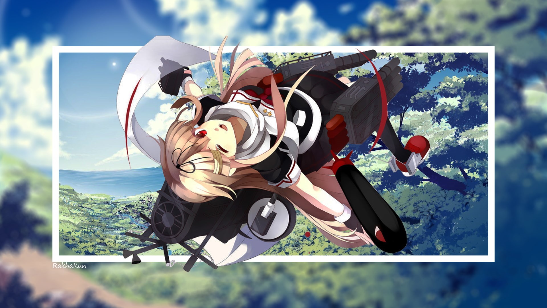 creativity, anime, outdoors, Yuudachi (KanColle), Kantai Collection, art and craft, 1080P, leisure activity, emotion, cloud - sky, people, sports helmet, HD Wallpaper