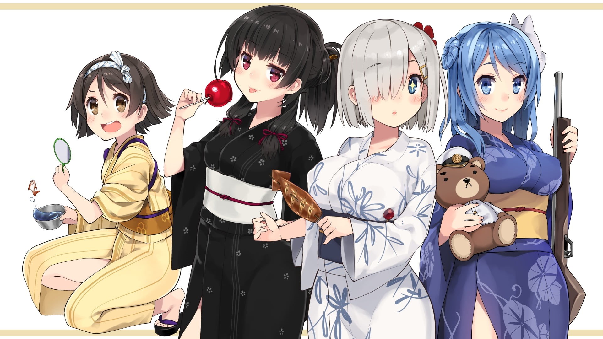 art and craft, female, anime, male likeness, group of people, childhood, people, Japanese clothes, toy, women, representation, kimono, characters, female likeness, HD Wallpaper