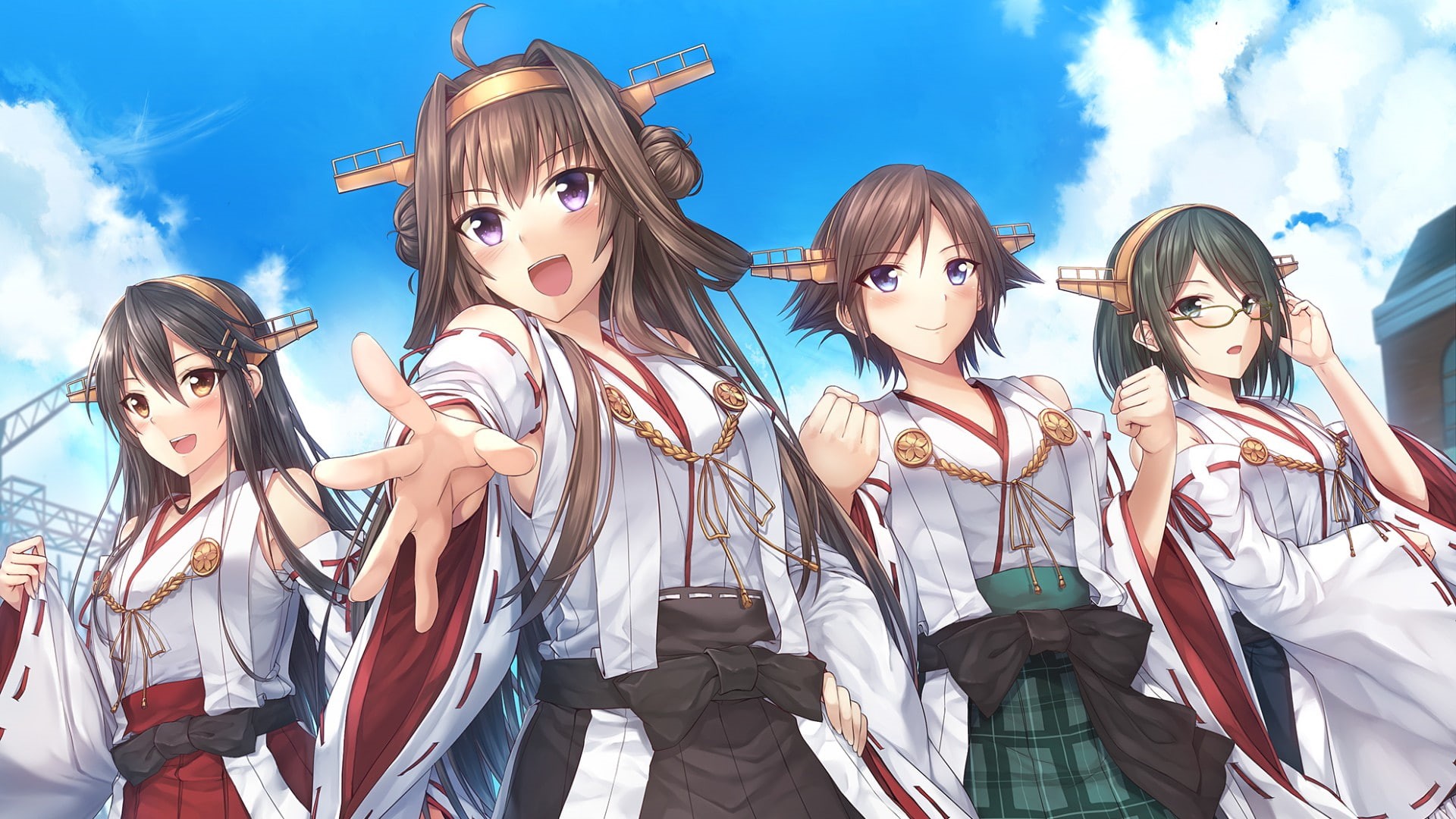 Kongou (KanColle), 1080P, Kantai Collection, Haruna (KanColle), Kirishima (KanColle), Hiei (KanColle), HD Wallpaper
