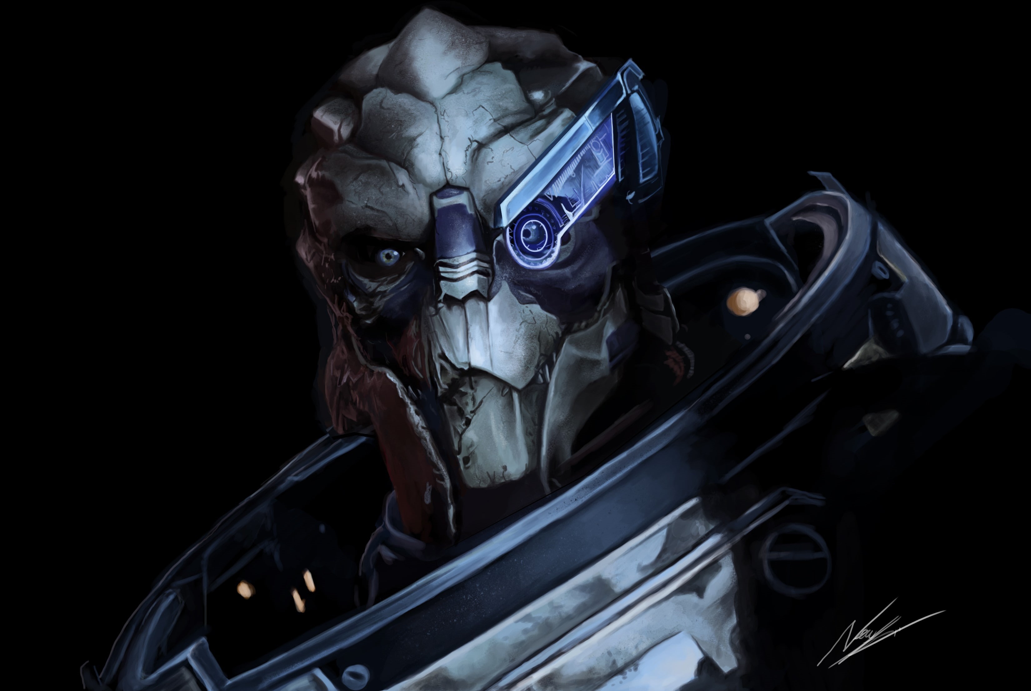 indoors, no people, representation, art and craft, craft, Mass Effect, 2K, black background, metal, close-up, video games, studio shot, artwork, spooky, HD Wallpaper
