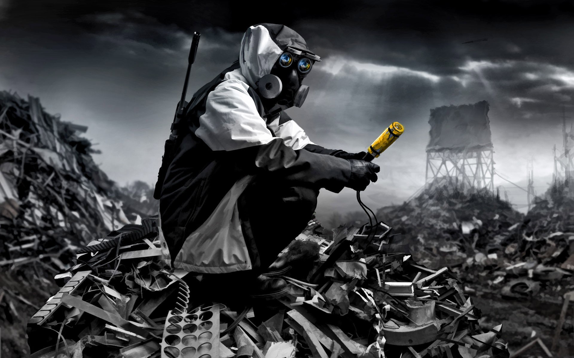 men, garbage Dump, toxic Substance, security, toxic Waste, environmental Damage, risk, dirty, land, gas Mask, disaster, weapon, romantically apocalyptic, HD Wallpaper