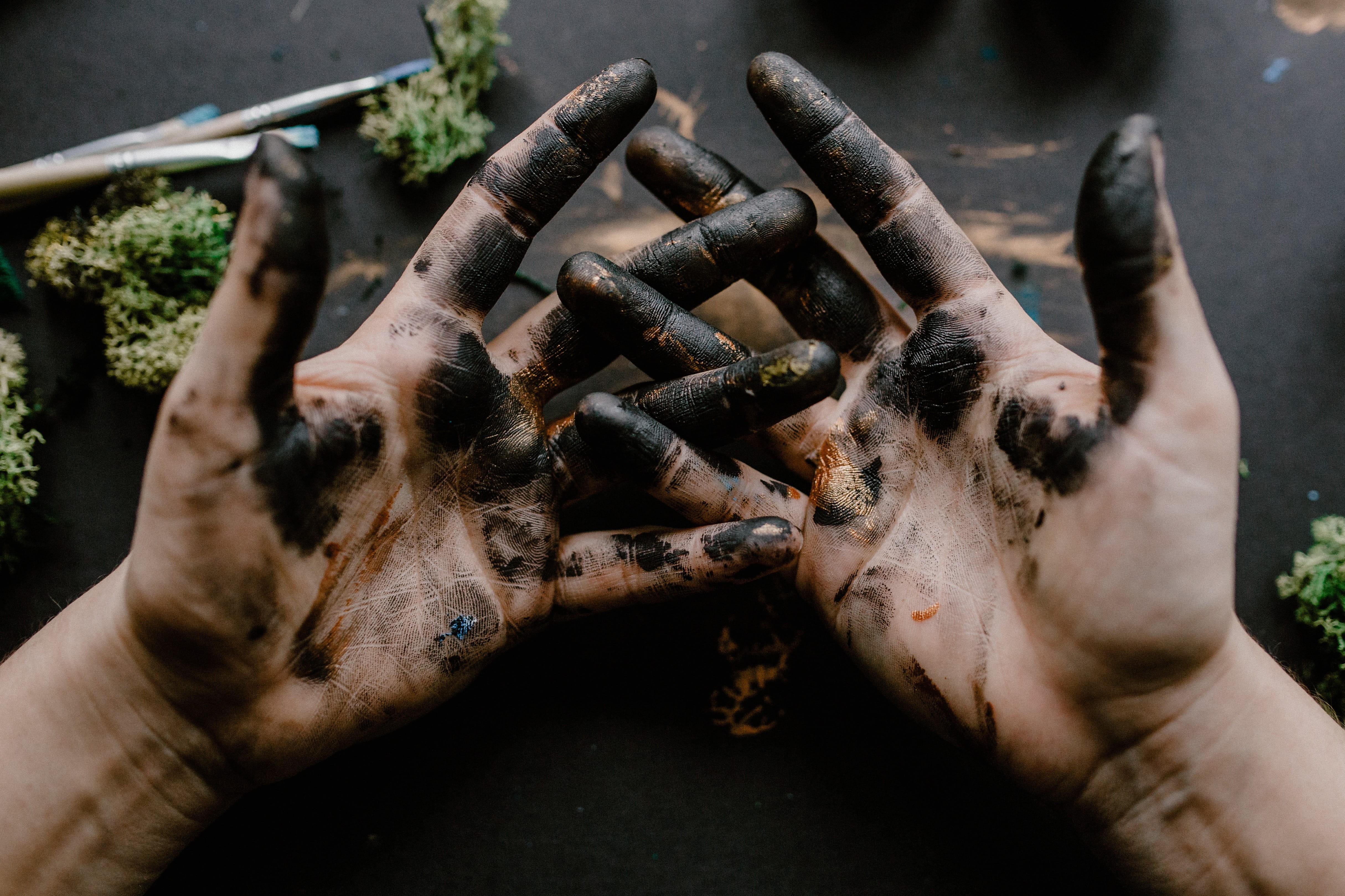 hands, painter, finger, body part, showing, paint, men, dirt, human body part, painting, holding, 4K, messy, dark, human finger, tattoo, painted, aggression, HD Wallpaper
