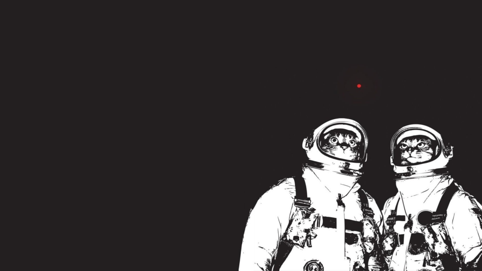obscured face, unrecognizable person, indoors, men, two people, cat, 1080P, helmet, friendship, copy space, women, front view, adult, astronaut, kittens, HD Wallpaper