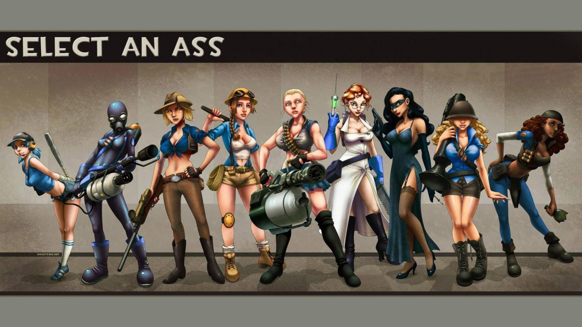 video games, anime girls, genderswap, Team Fortress 2, 1080P, HD Wallpaper