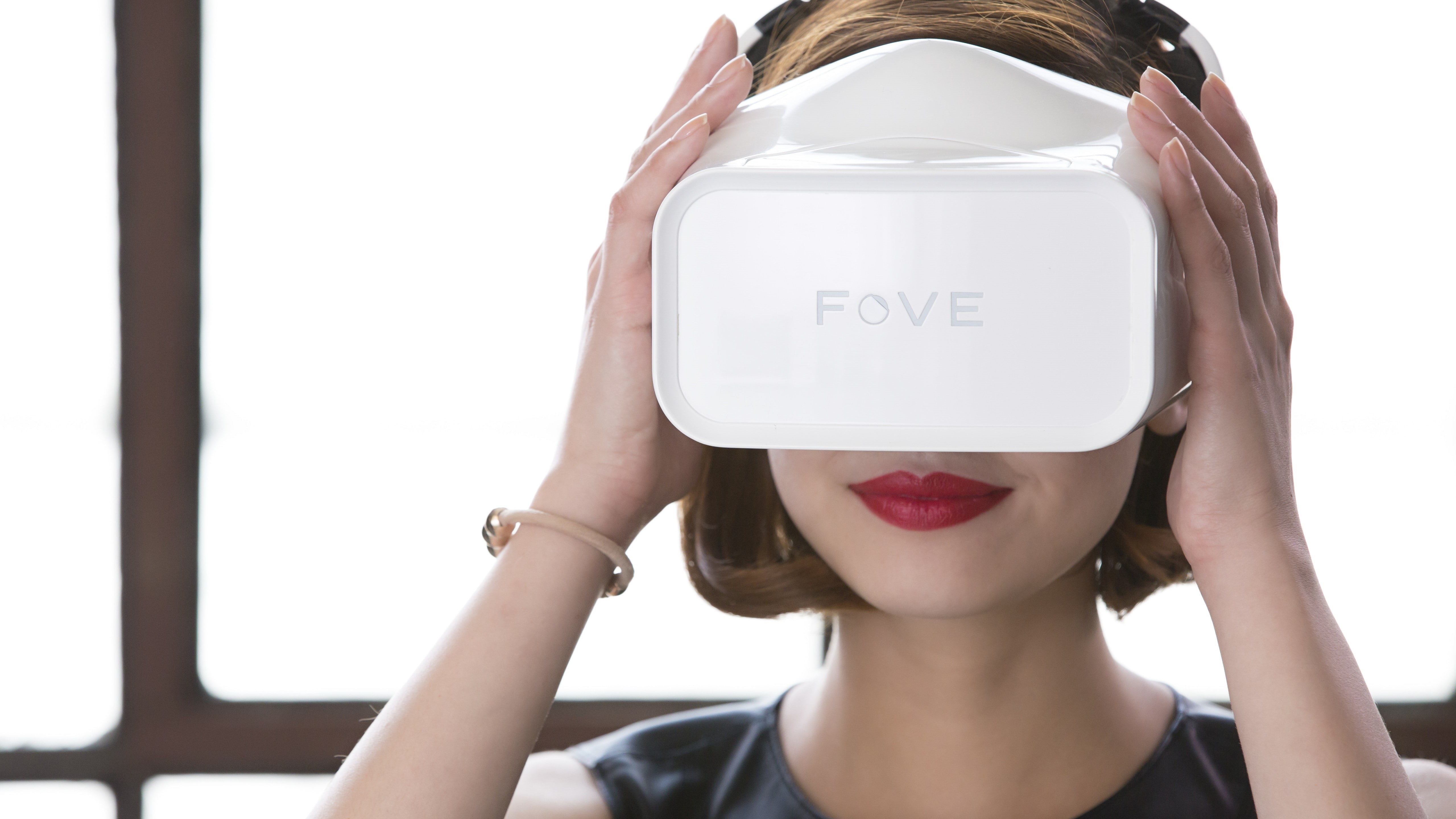 woman, using, vr, goggles, Fove headset VR, wearing, 5K, top, Head-mounted display, concept, black, 2016, HD Wallpaper