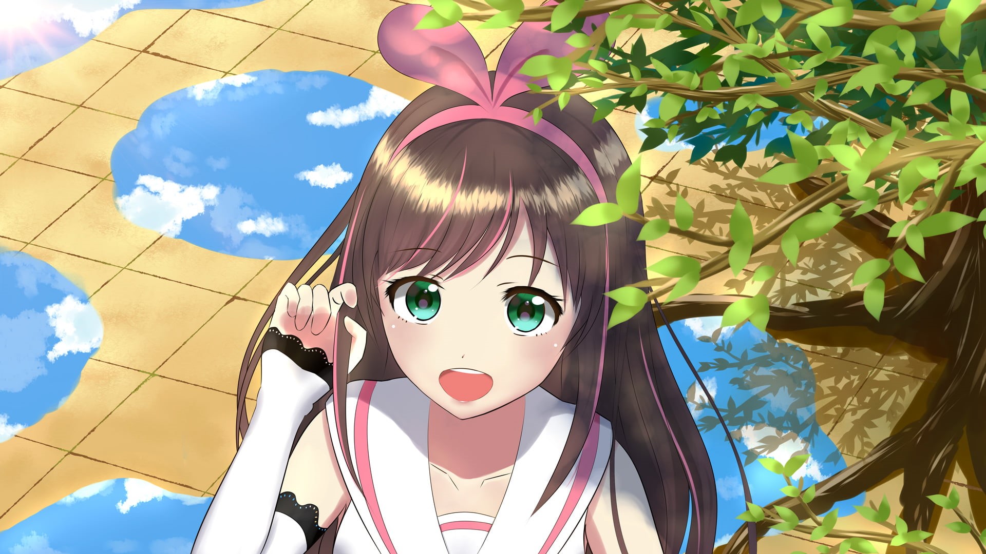 male likeness, female likeness, 1080P, Kizuna Ai, creativity, cloud - sky, anime girls, nature, front view, outdoors, young adult, day, close-up, people, HD Wallpaper