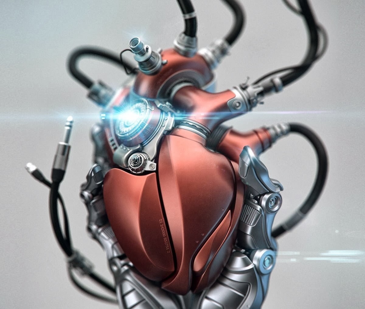 silver colored, studio shot, no people, control, 480P, heart, gray, connection, cable, close-up, futuristic, healthcare and medicine, metal, artificial intelligence, HD Wallpaper