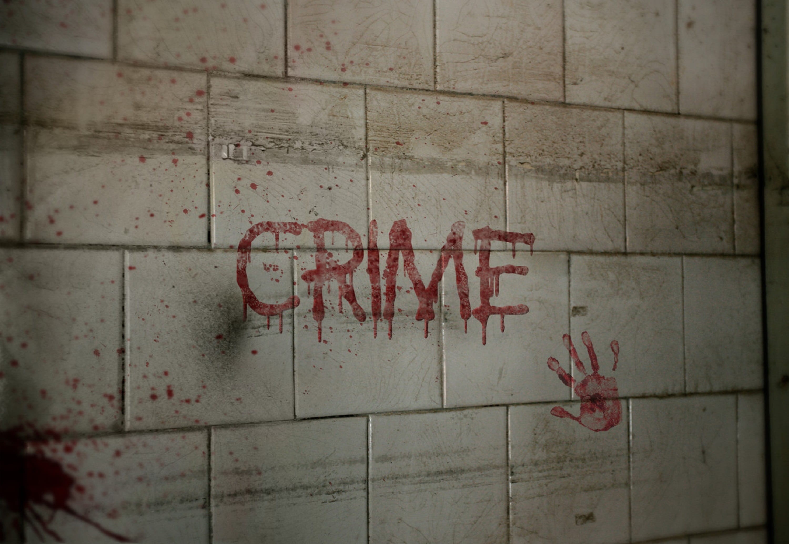 message, 2K, tiled floor, gloomy, handwriting, western script, crime, wall - building feature, no people, vignette, indoors, crime scene, abuse, communication, HD Wallpaper