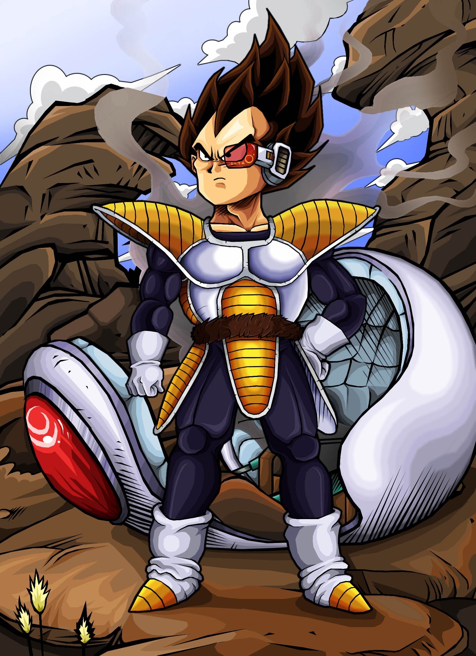 vector, ballz, adult, sport, space, front view, people, mammal, males, clothing, full length, representation, Vegeta, illustration, crouching, computer Graphic, Phone HD Wallpaper