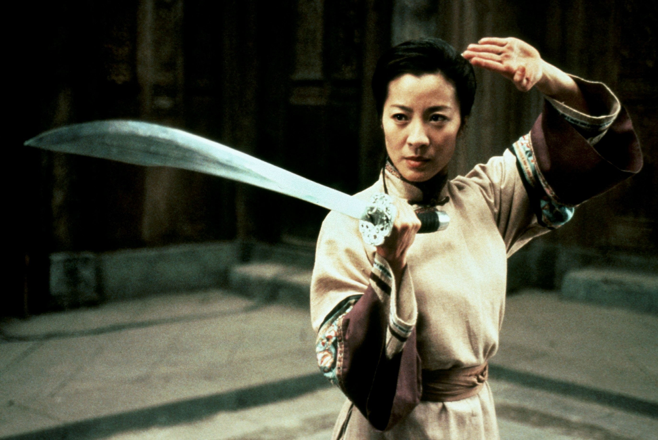 katana, tiger, hidden, martial, sword, 2K, dragon, crouching, action, arts, warrior, drama, HD Wallpaper
