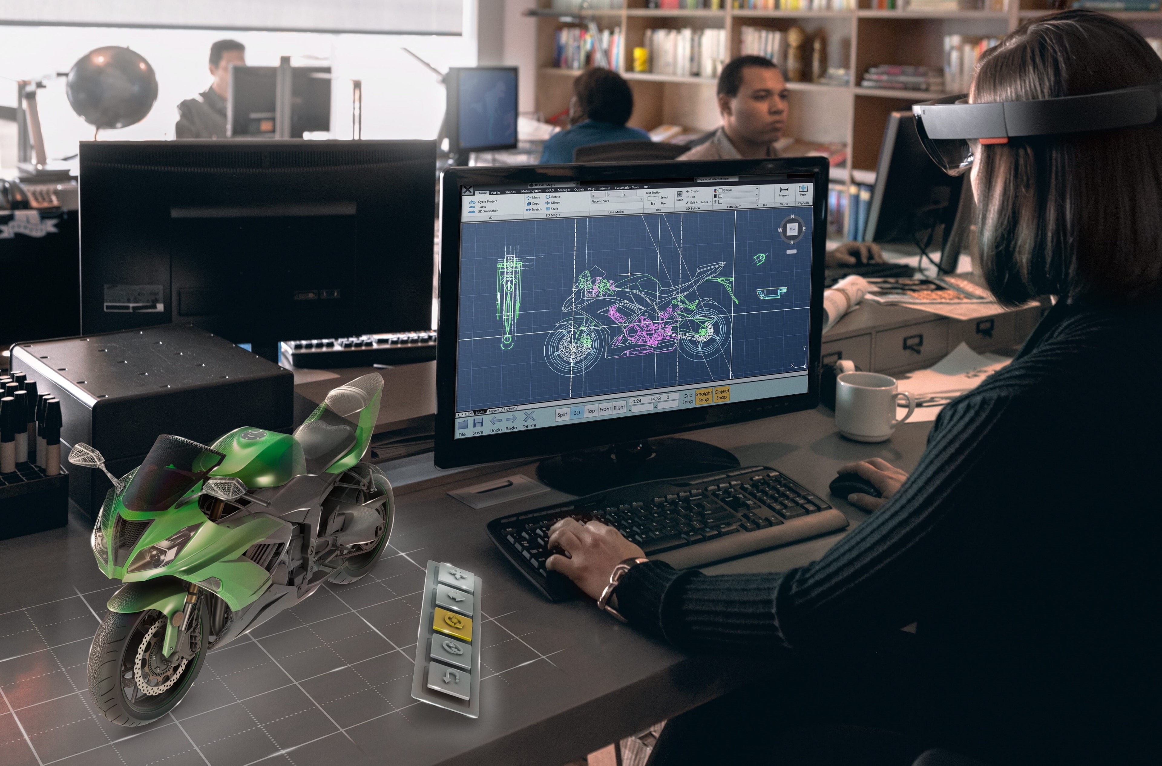 technology, microsoft hololens 4k background hd, computer equipment, wireless technology, desktop pc, coworker, sitting, communication, males, furniture, HD Wallpaper
