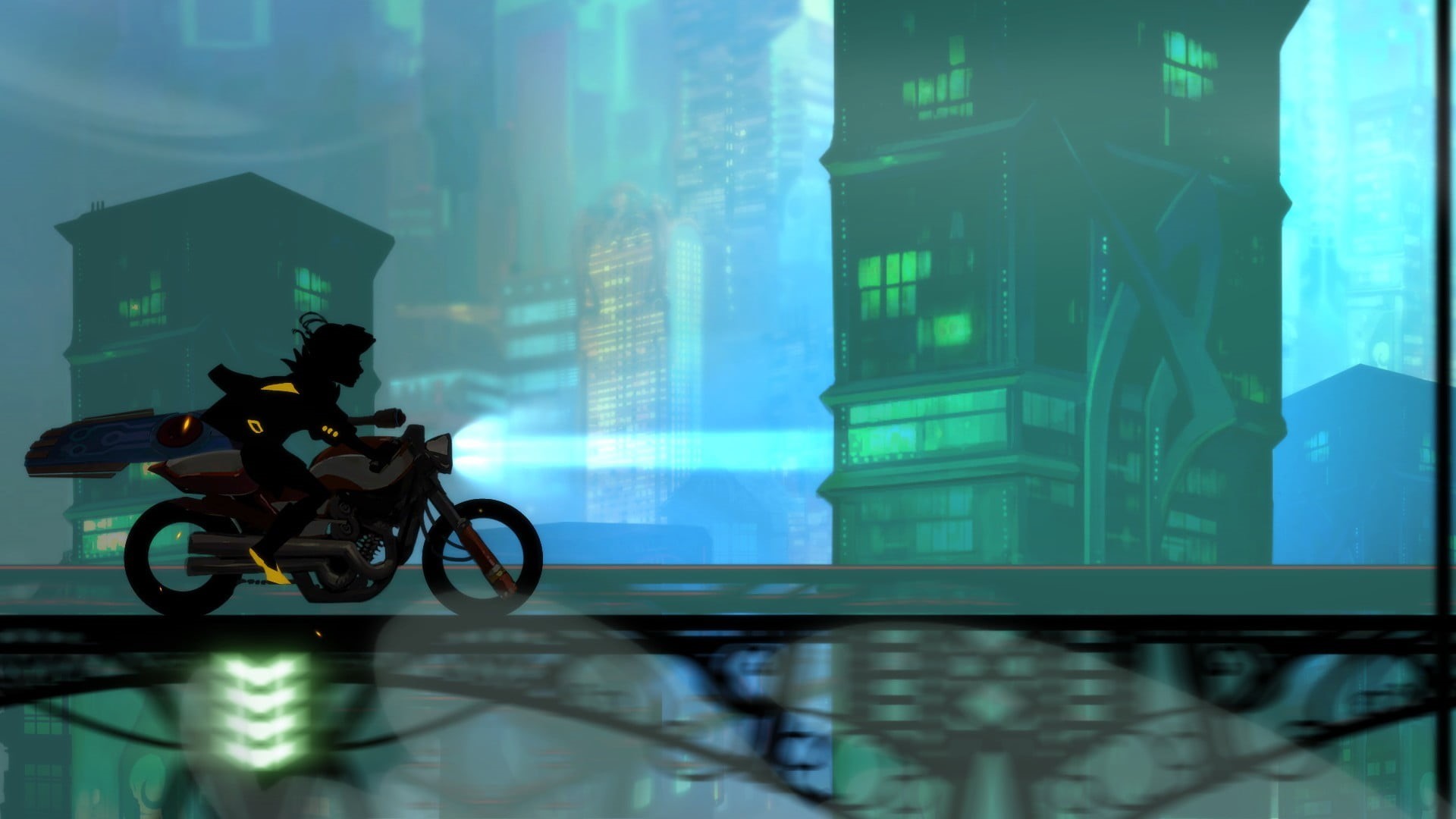 men, screen, reflection, building exterior, illuminated, architecture, monitor, outdoors, black, city, 1080P, lifestyles, land vehicle, window, Transistor, HD Wallpaper
