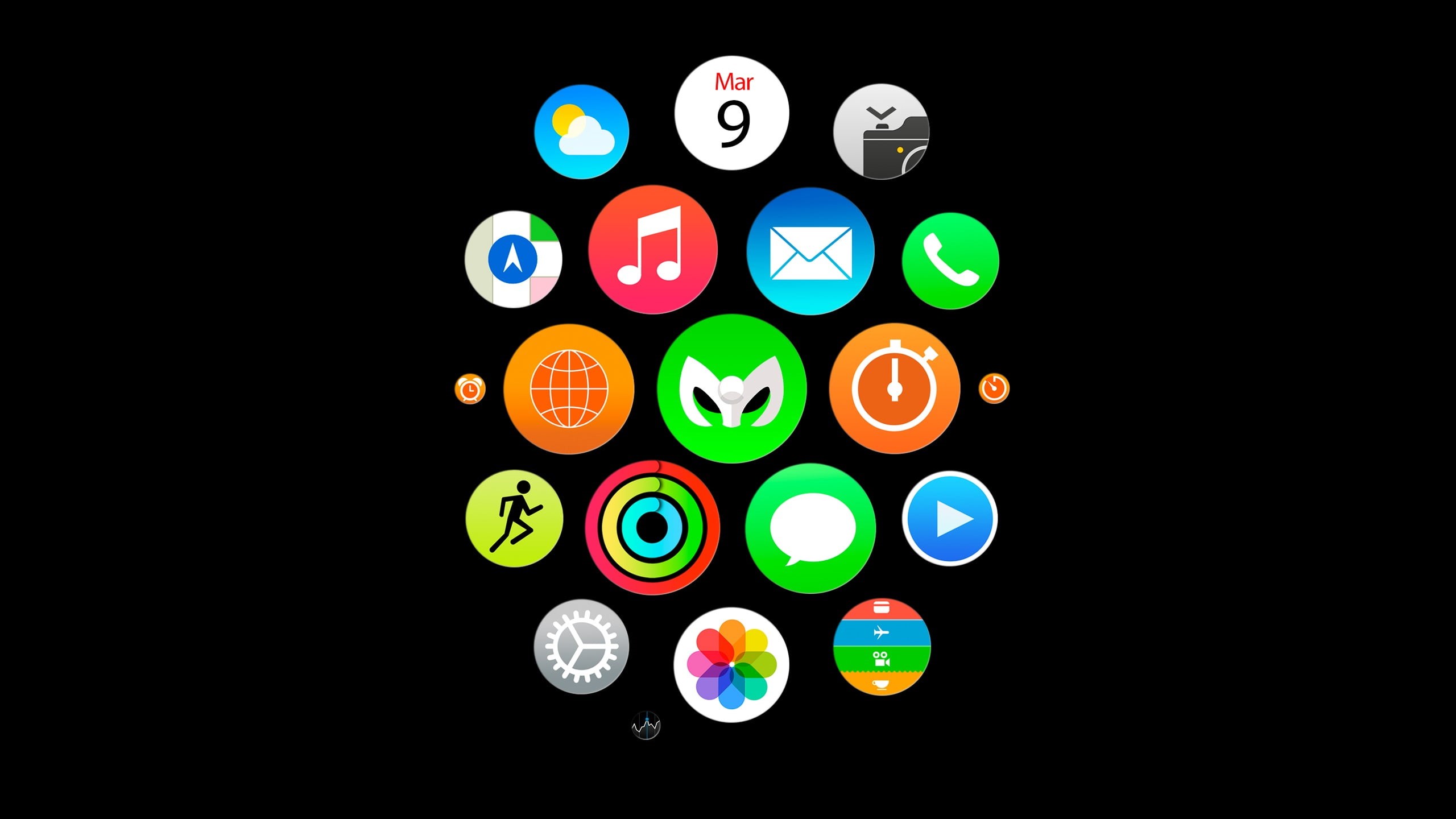2K, creativity, apple, Apple Inc., copy space, watch, close-up, large group of objects, circle, lighting equipment, studio shot, multi colored, no people, HD Wallpaper