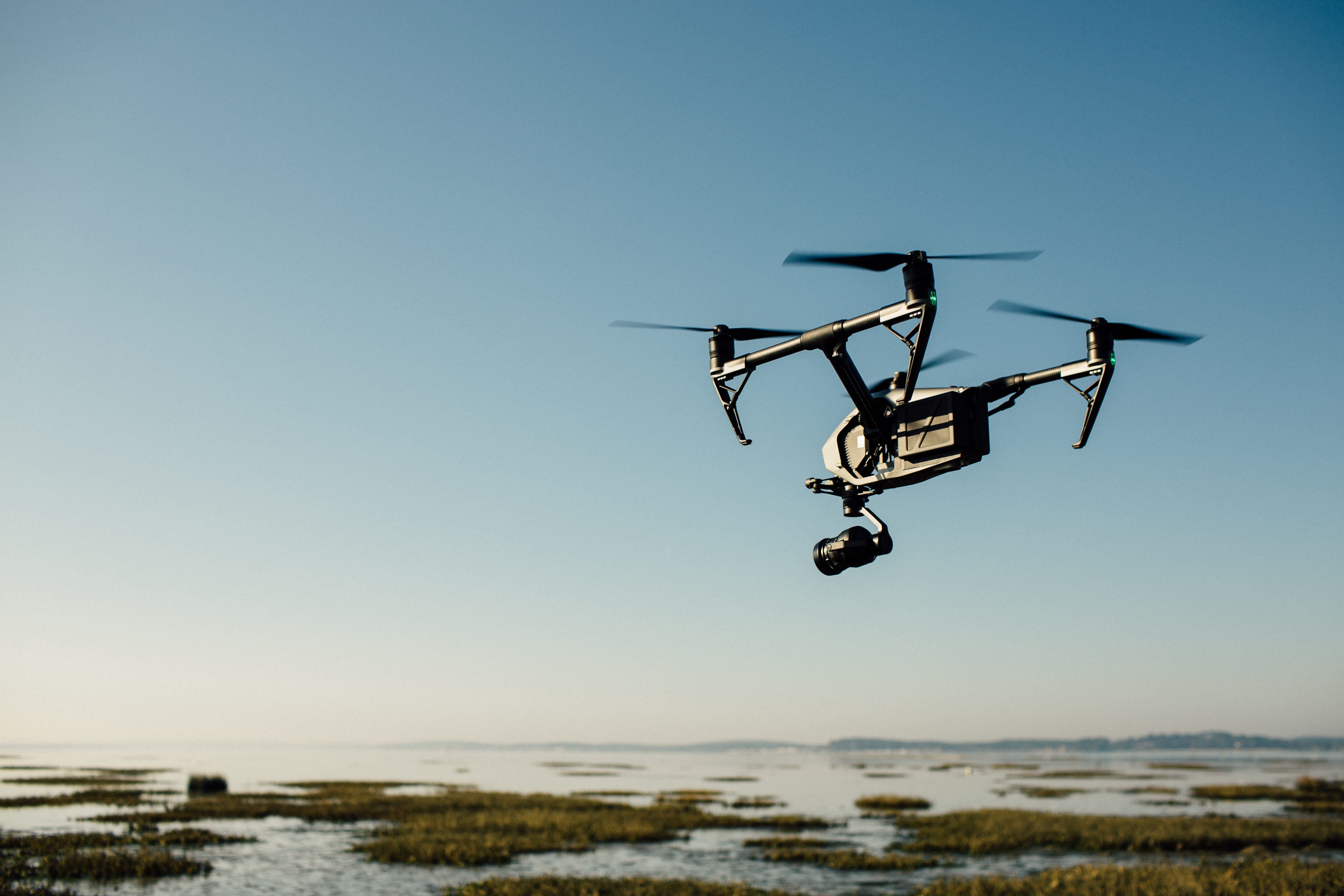 air vehicle, beach, mode of transportation, sea, black, near, mid-air, coast, copy space, security, inspire 2, technology, water, gear, transportation, HD Wallpaper