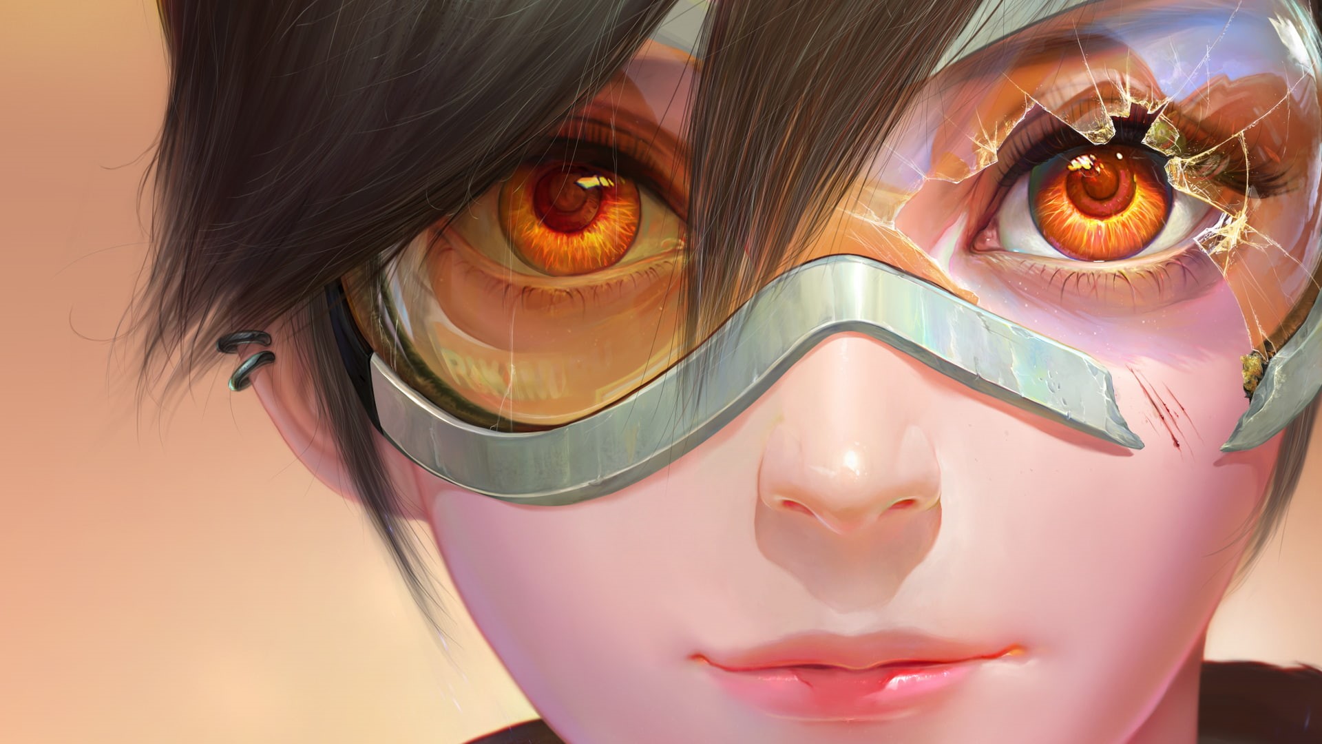 Tracer (Overwatch), broken glass, 1080P, Blizzard Entertainment, Overwatch, goggles, HD Wallpaper