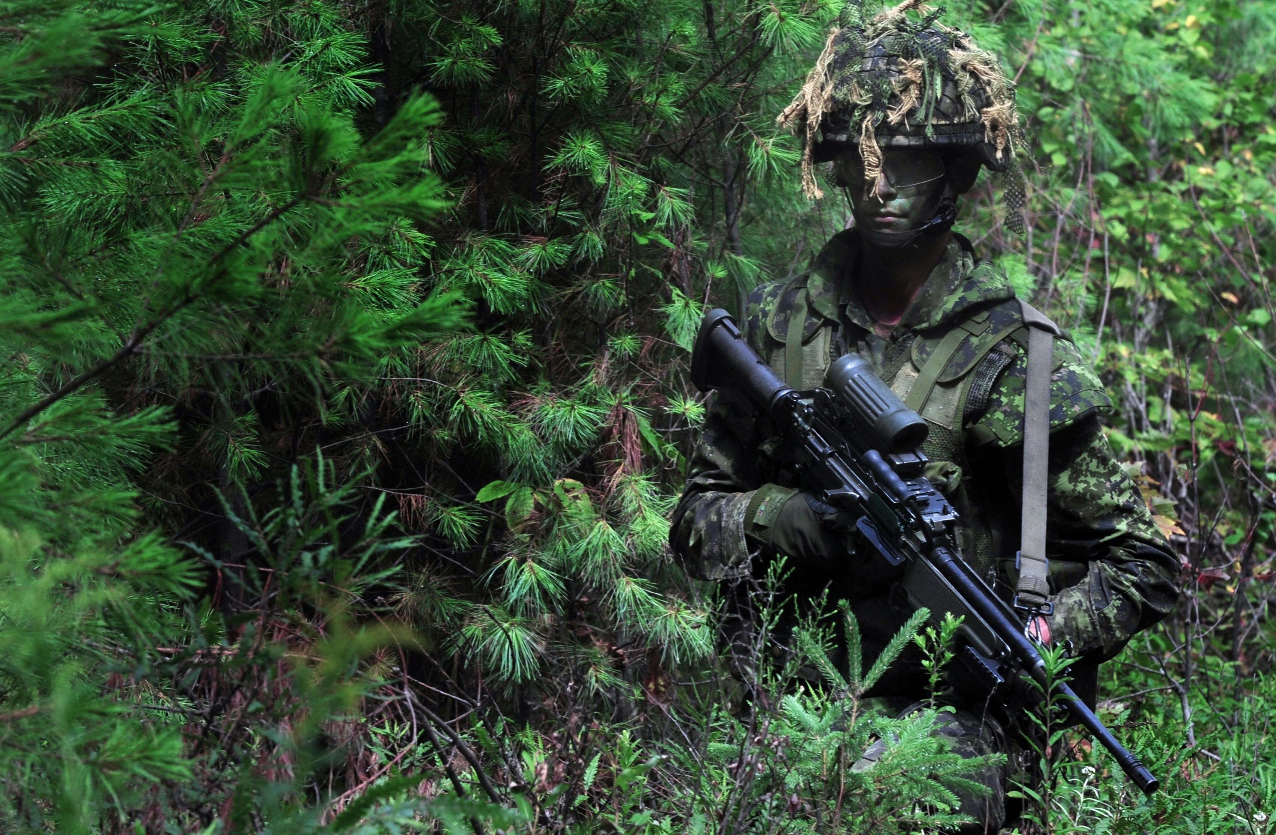 bulletproof vest, uniform, forest, hemet, weapon, training, man, US Army, instruction, camo, scope, camouflage, special forces, goggles, rifle, gloves, HD Wallpaper
