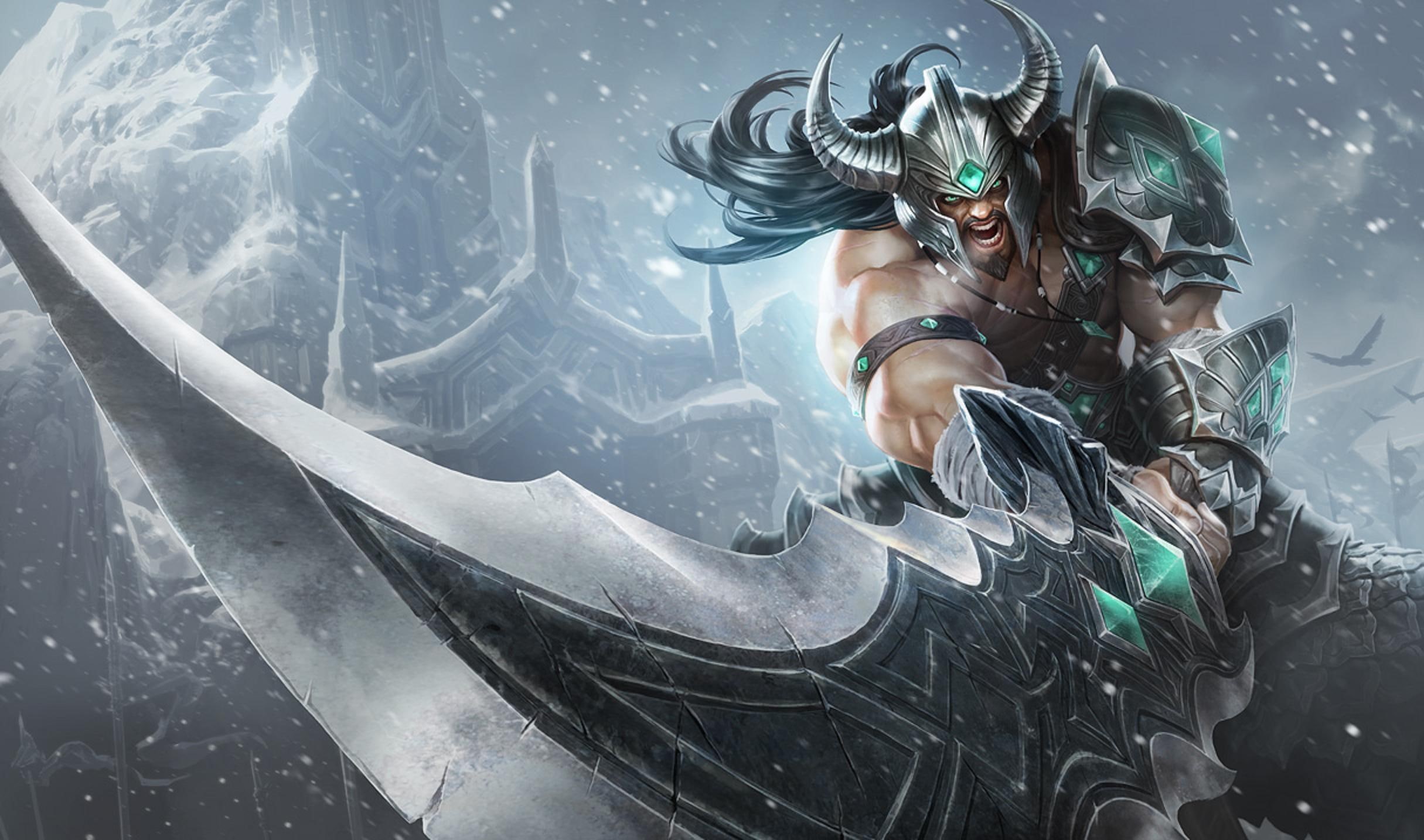 sword, video game, male, helmet, games, 1080P, weapon, blade, league of legends, tryndamere, armor, warrior, HD Wallpaper