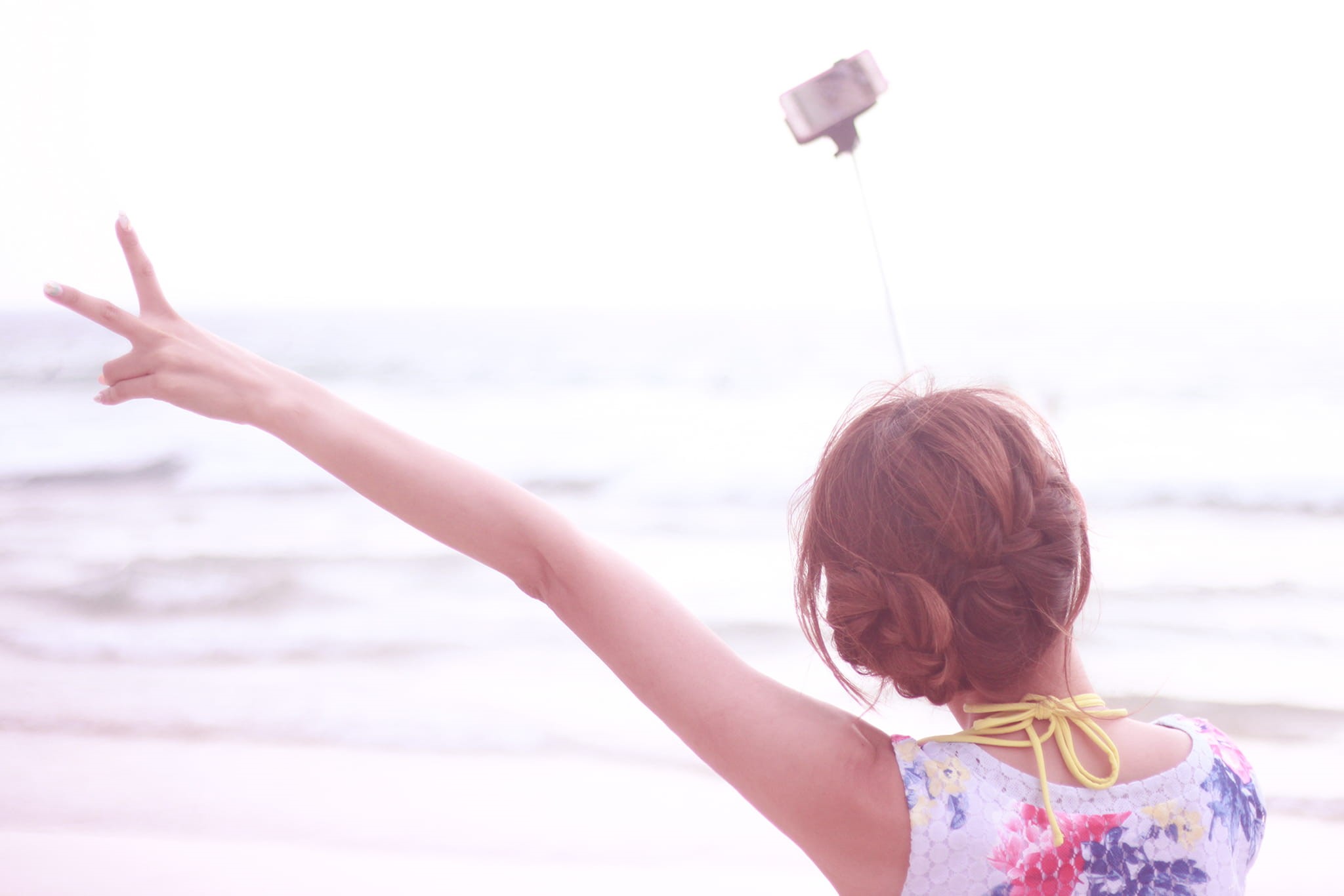 vacations, floral, enjoyment, beach, red, females, focus on foreground, one Person, childhood, top, sunlight, using, color Image, one girl only, white, HD Wallpaper