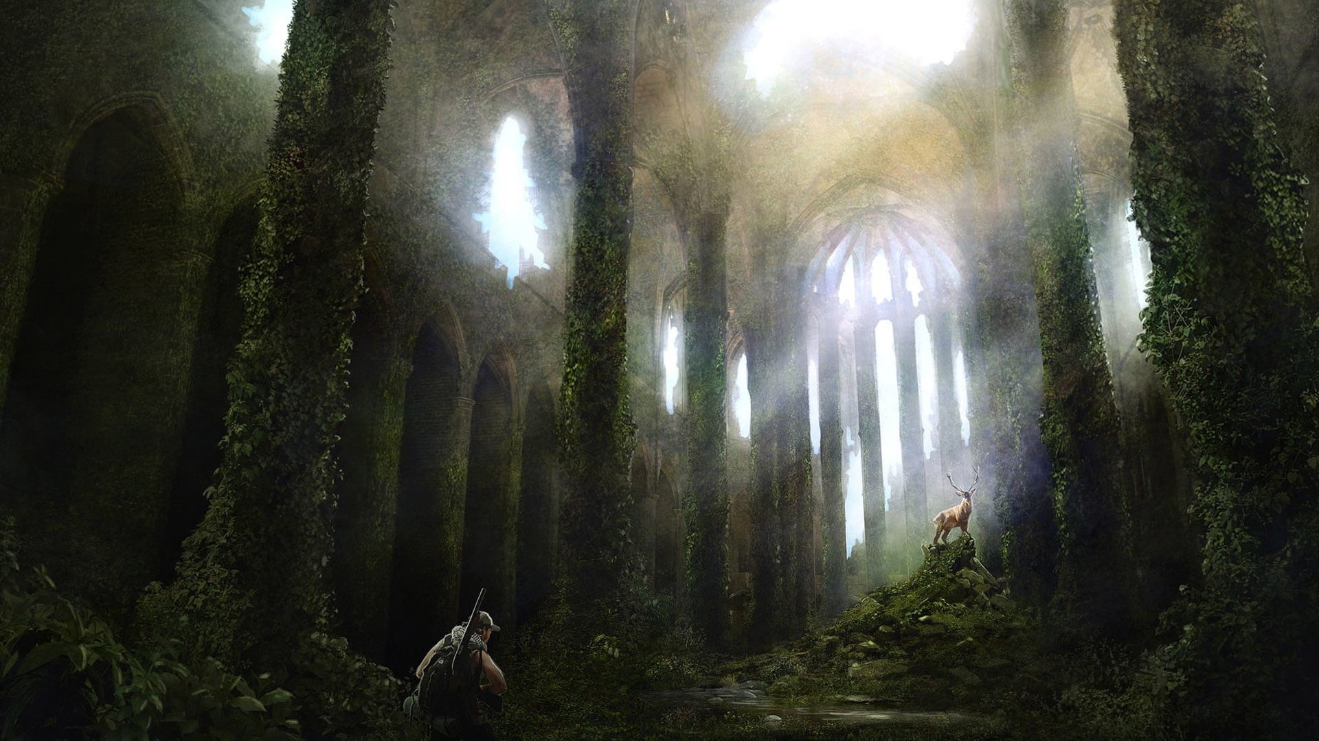 deer, Guillem H. Pongiluppi, Art, 1080P, hunter, HD Wallpaper