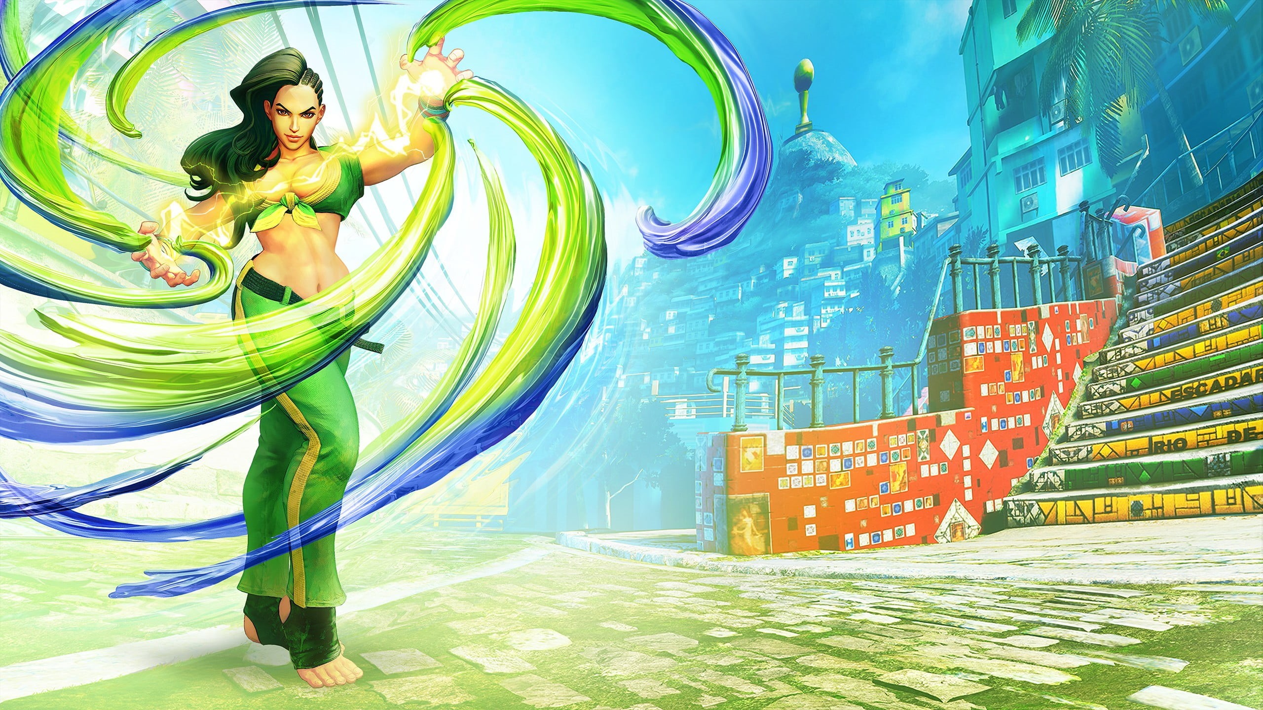 outdoors, PlayStation 4, adult, embedding, females, shaman, multi colored, women, city, nature, laura(street fighter), 2K, architecture, green color, HD Wallpaper