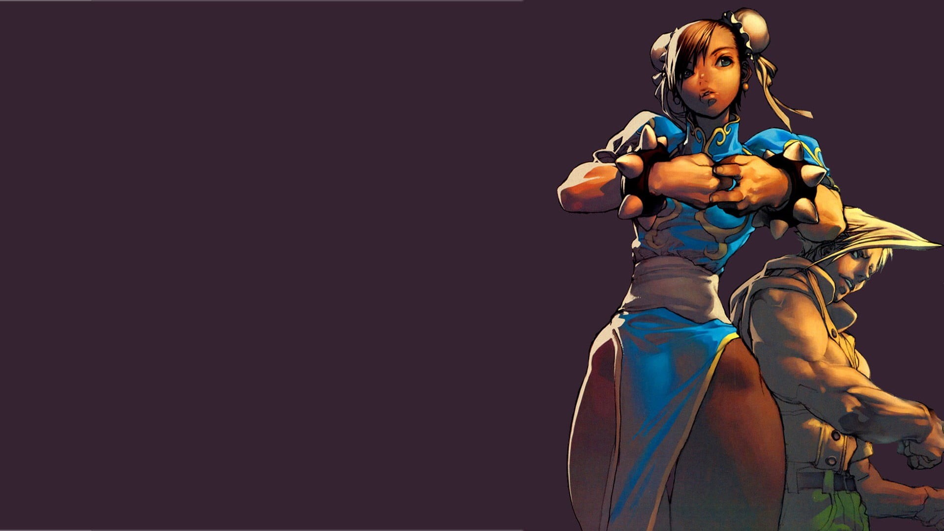 Street Fighter, fashion, clothing, standing, copy space, indoors, people, illustration, 1080P, young women, activity, purple background, adult, Chun-Li, HD Wallpaper
