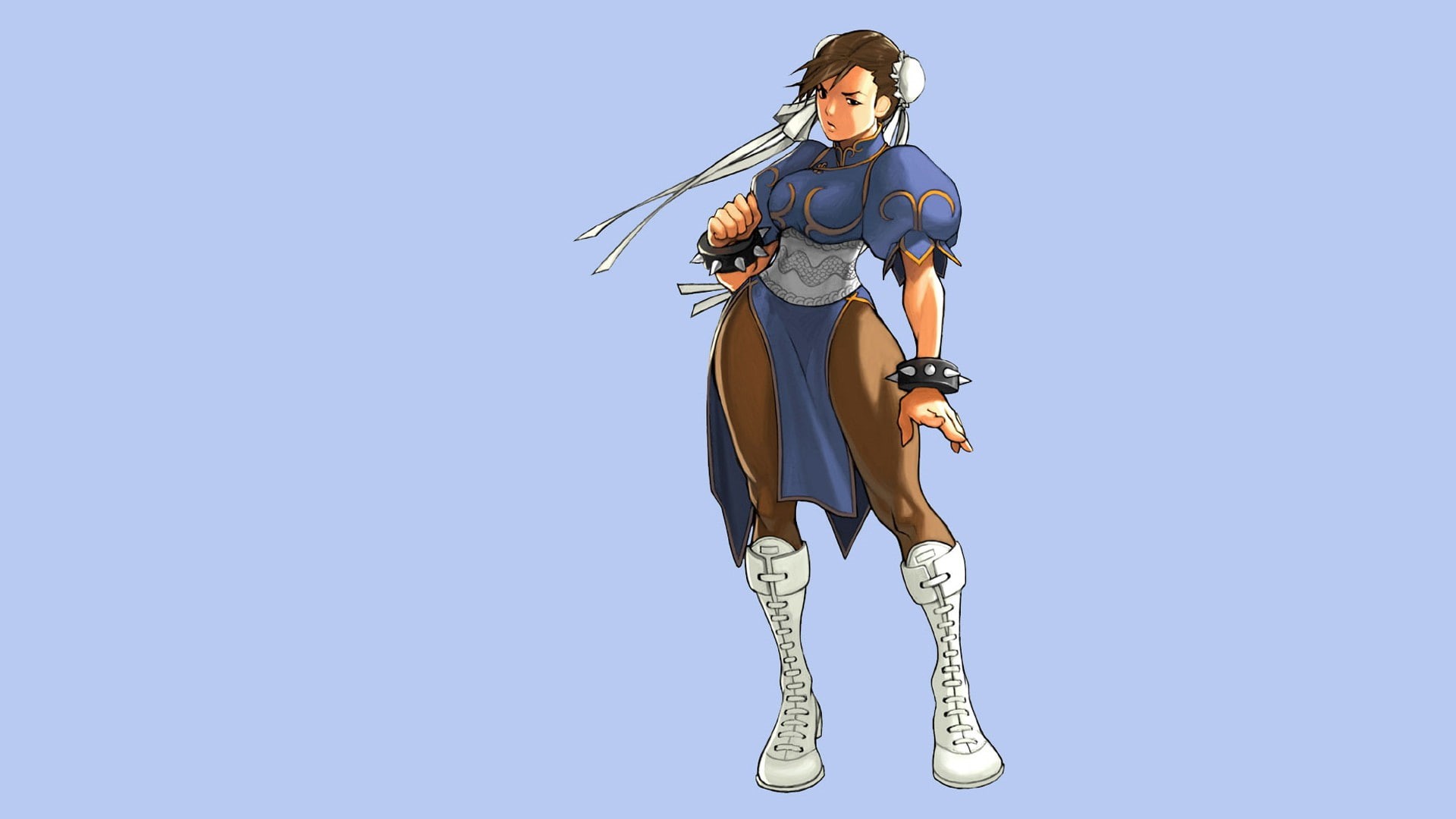 illustration, Chun-Li, 1080P, blue background, Capcom, Street Fighter, HD Wallpaper