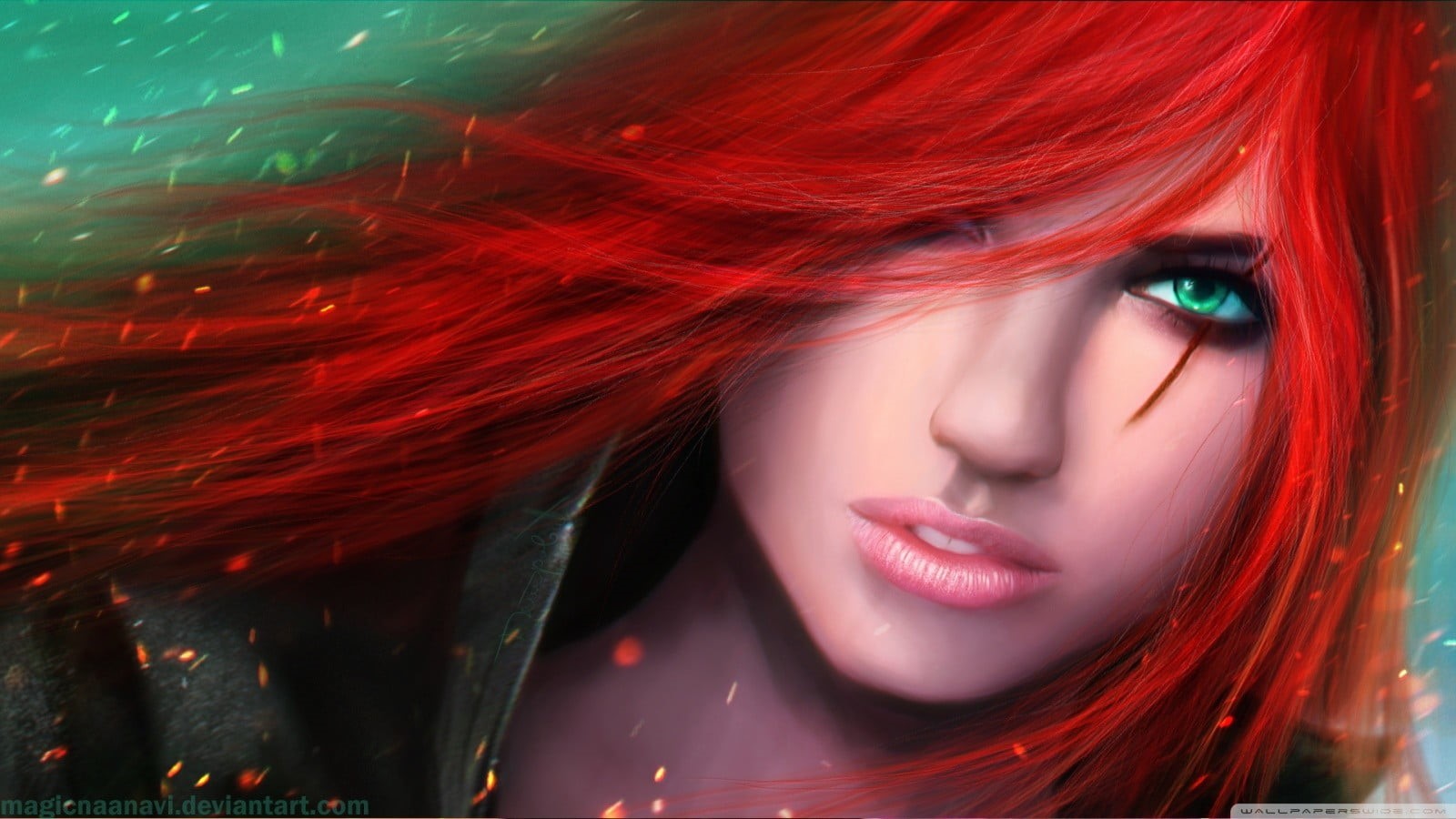 dyed red hair, Katarina, beautiful woman, dyed hair, make-up, close-up, one person, beauty, fashion, League of Legends, 720P, hairstyle, character, hair, HD Wallpaper