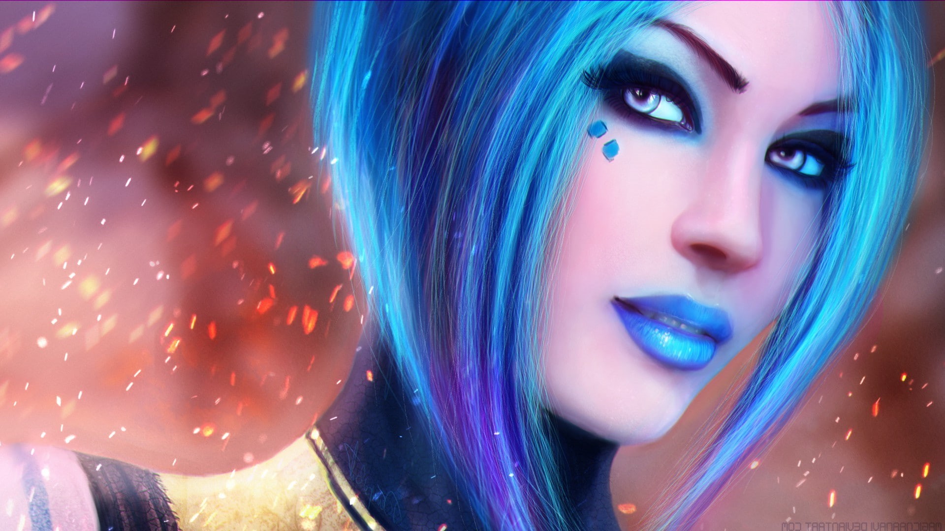 digital art, close-up, contemplation, 1080P, women, young women, human face, fashion, human body part, Maya (Borderlands), MagicnaAnavi, hairstyle, glamour, HD Wallpaper