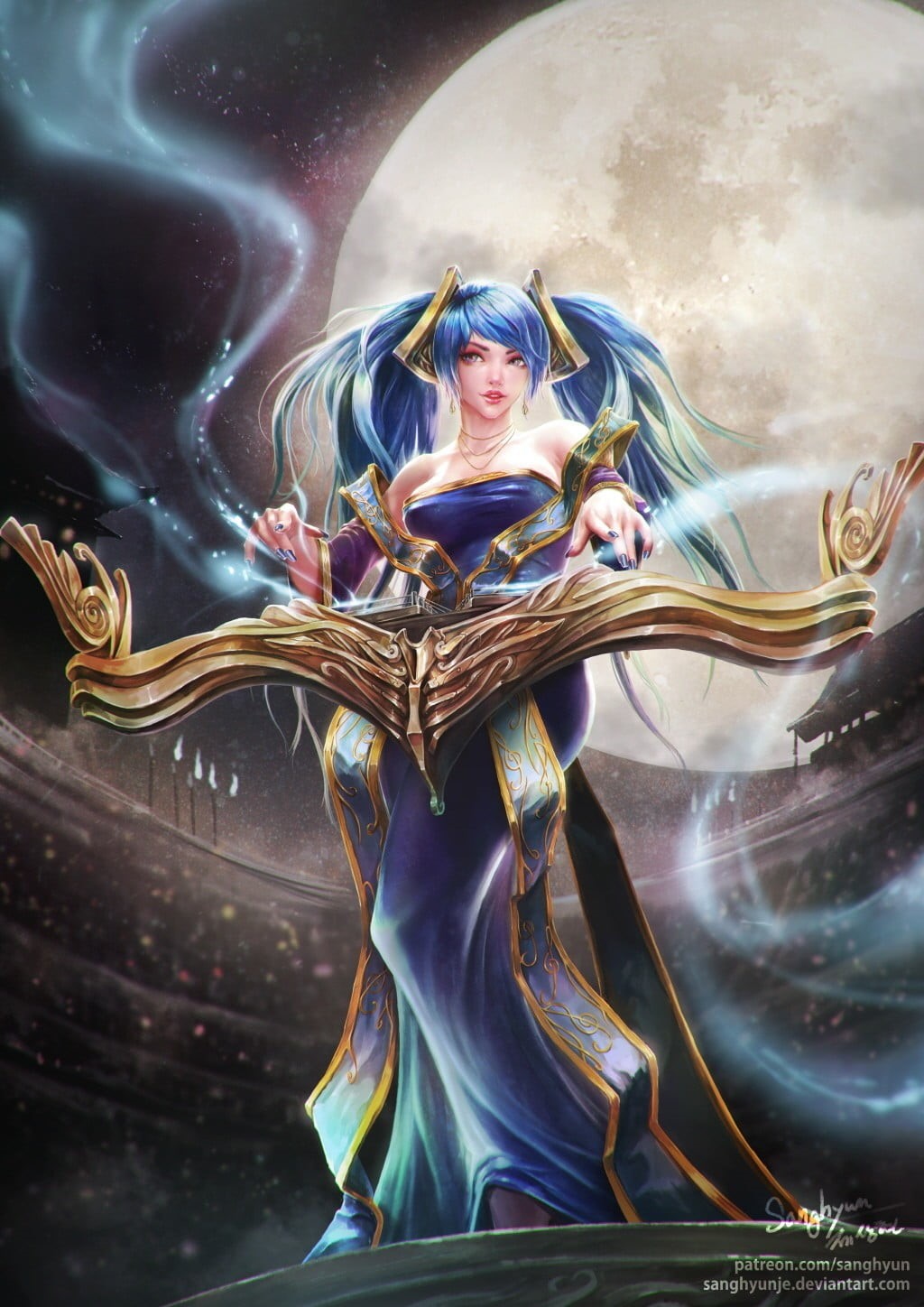 adult, hairstyle, Sanghyun Je, fun, young women, mid adult women, legends, front view, Sona (League of Legends), females, one person, clothing, League of Legends, Phone HD Wallpaper