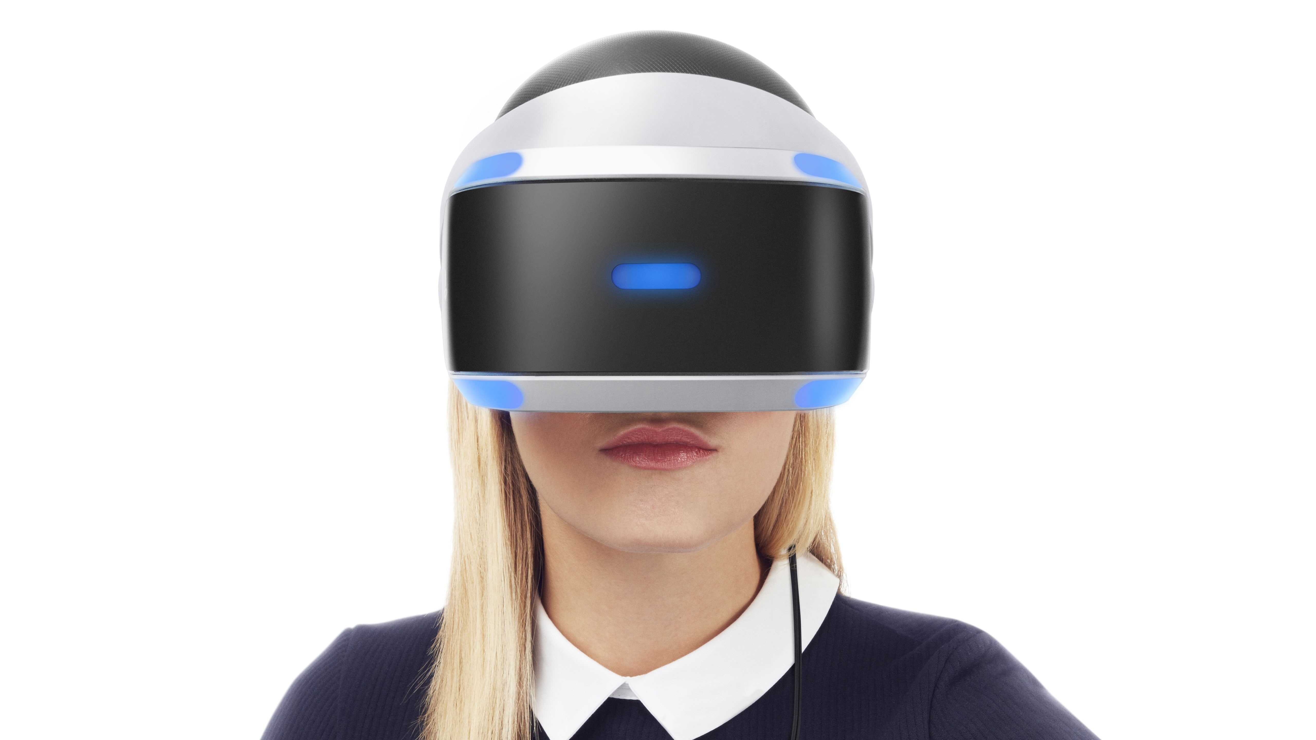 blonde, helmet, PlayStation 4, Sony, 5K, white background, Playstation VR, girl, HD Wallpaper