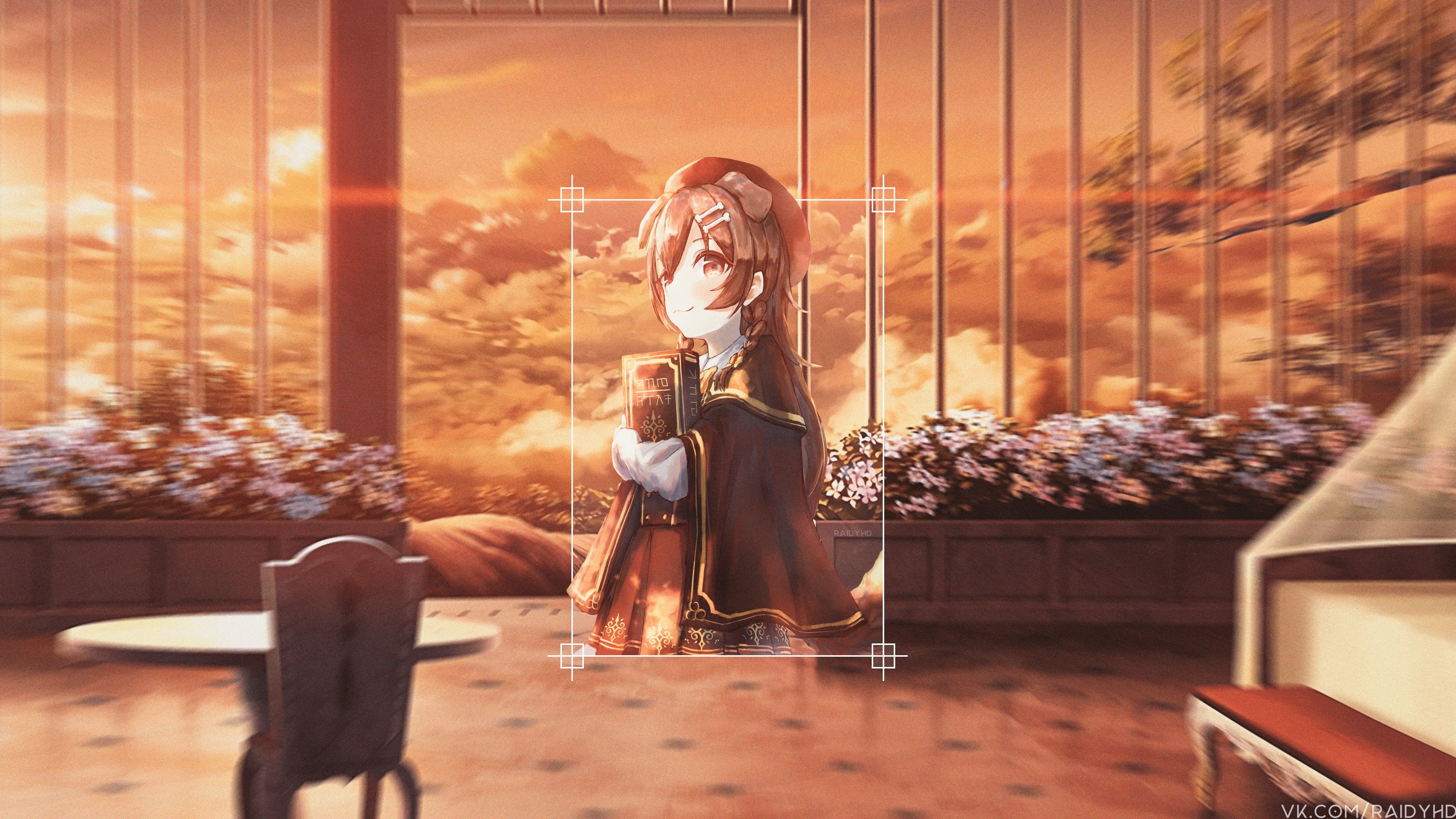4K, anime girls, picture-in-picture, Inugami Korone, anime, HD Wallpaper