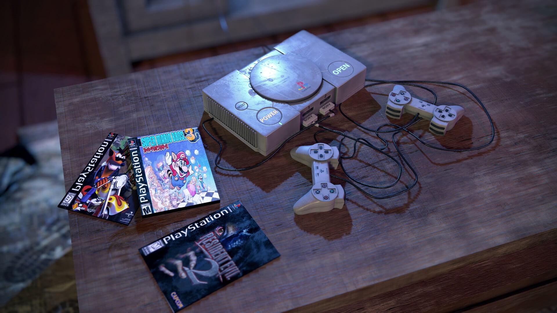 Crash Bandicoot, Sony, PlayStation, 1080P, video games, consoles, controllers, Resident Evil 2, HD Wallpaper